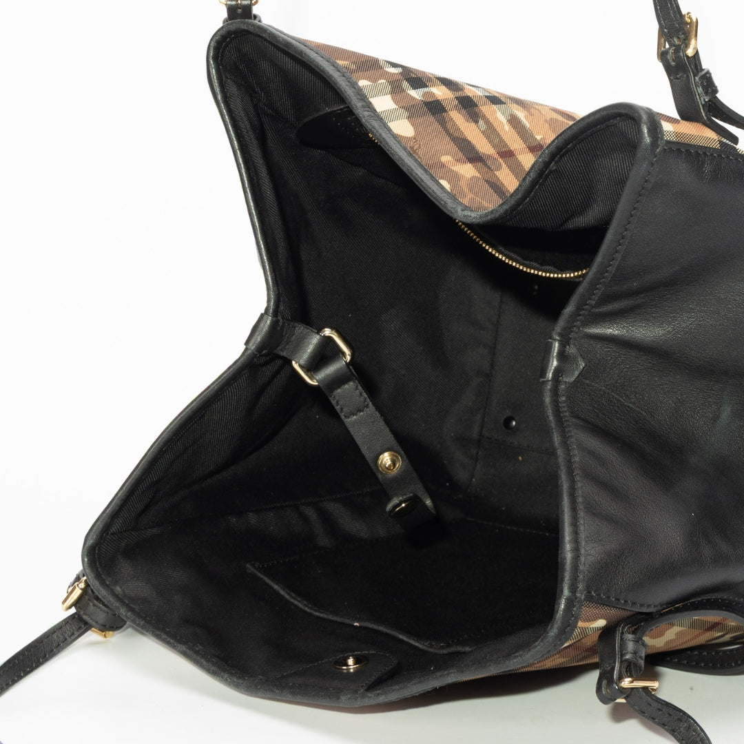 Burberry Black Camouflage Check Canterbury Tote