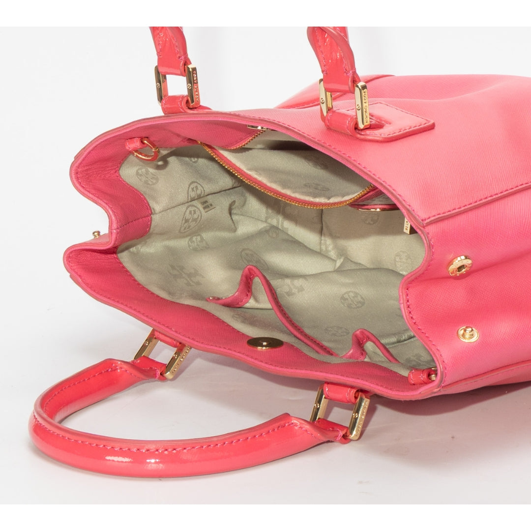 Tory Burch Pink Patent Leather Zip Tote