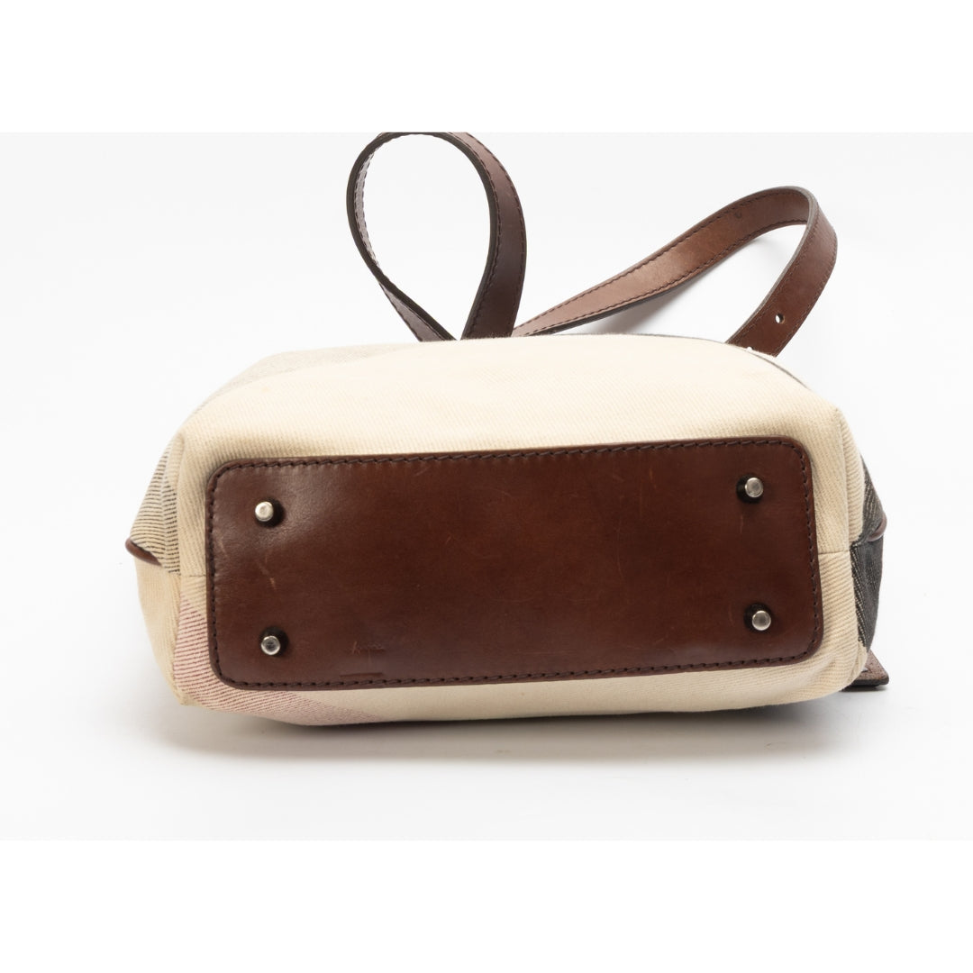 Burberry Brown/Beige Super Novacheck Canvas Leather Tote
