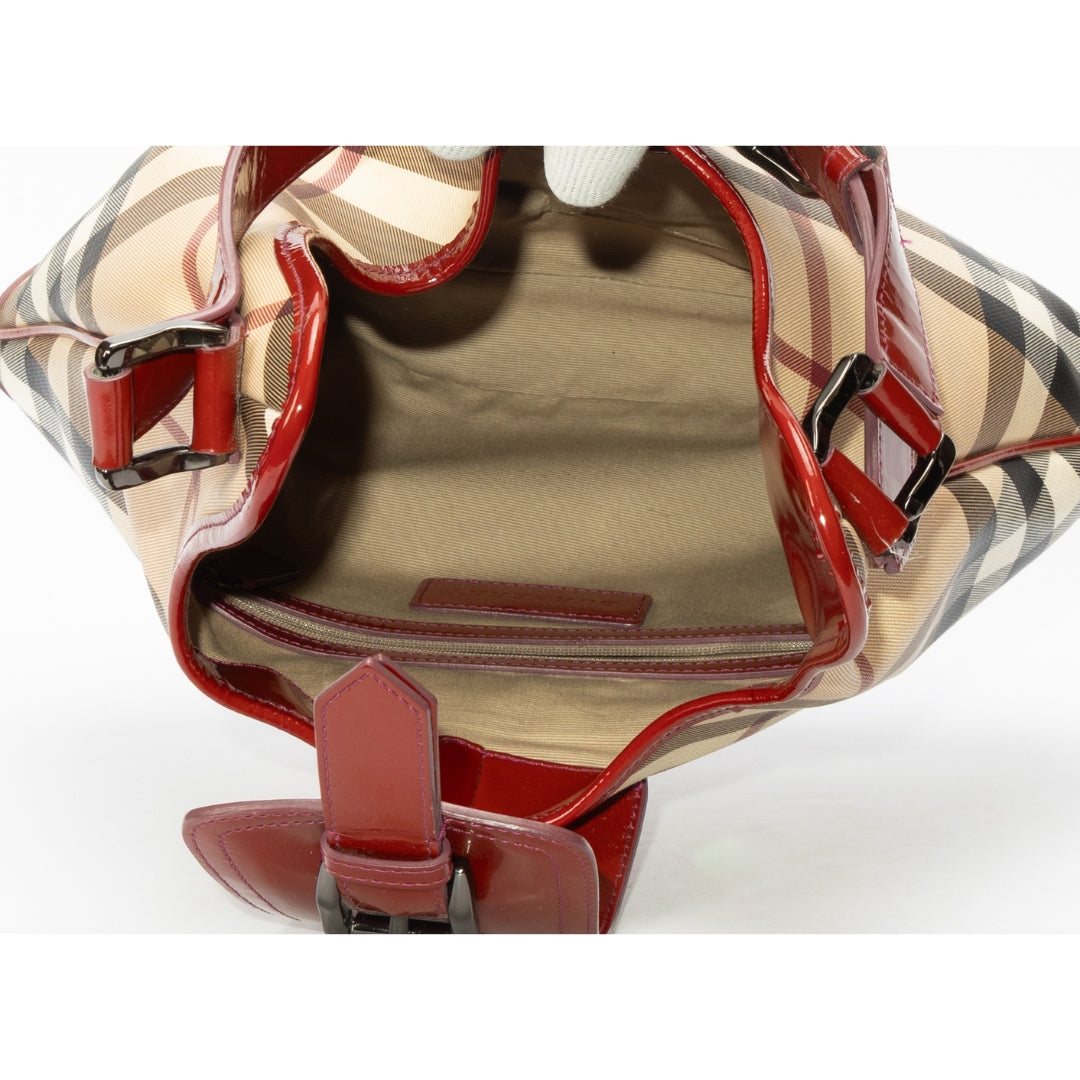Burberry Nova Check PVC and Patent Leather Brooke Hobo Bag