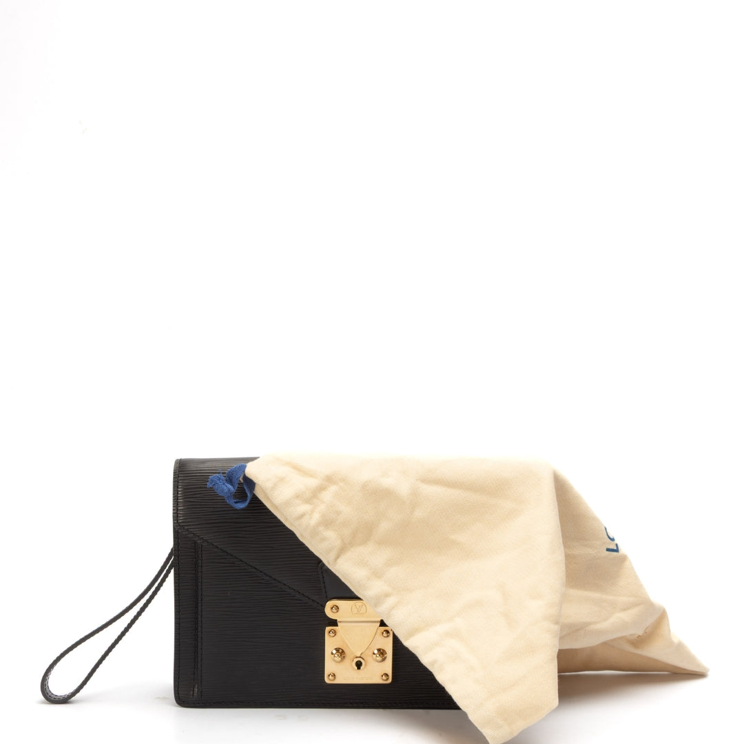 Louis Vuitton Black Epi Pochette Dragonne Clutch