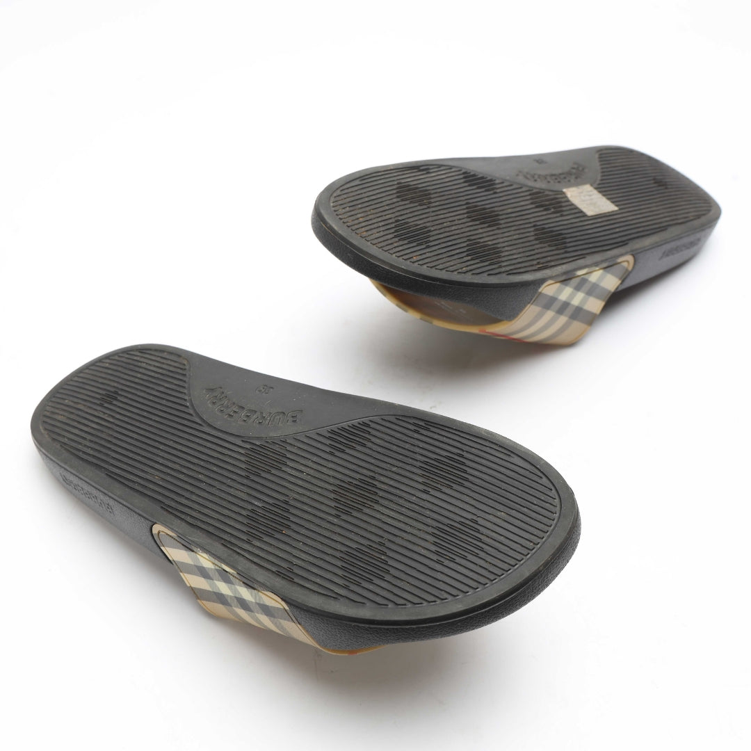 Burberry Beige Check Slides