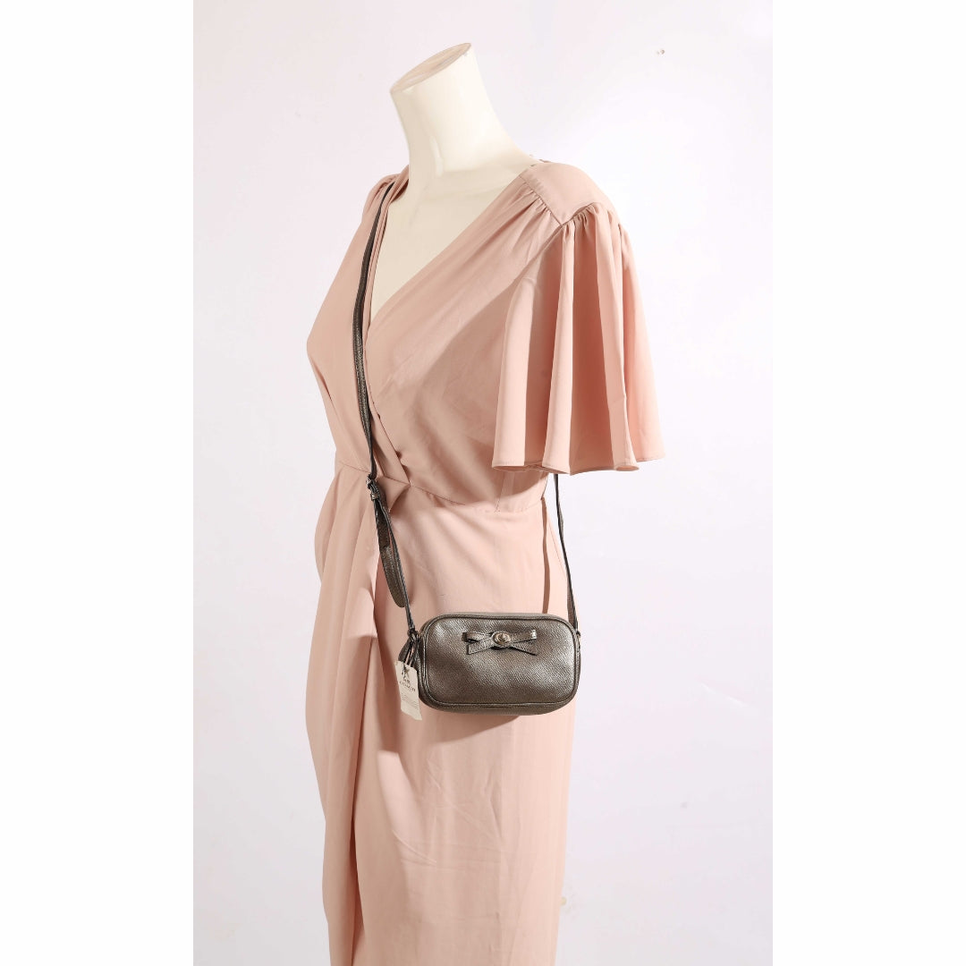 Coach Grey Sadie Turnlock Bow Crossbody Bag