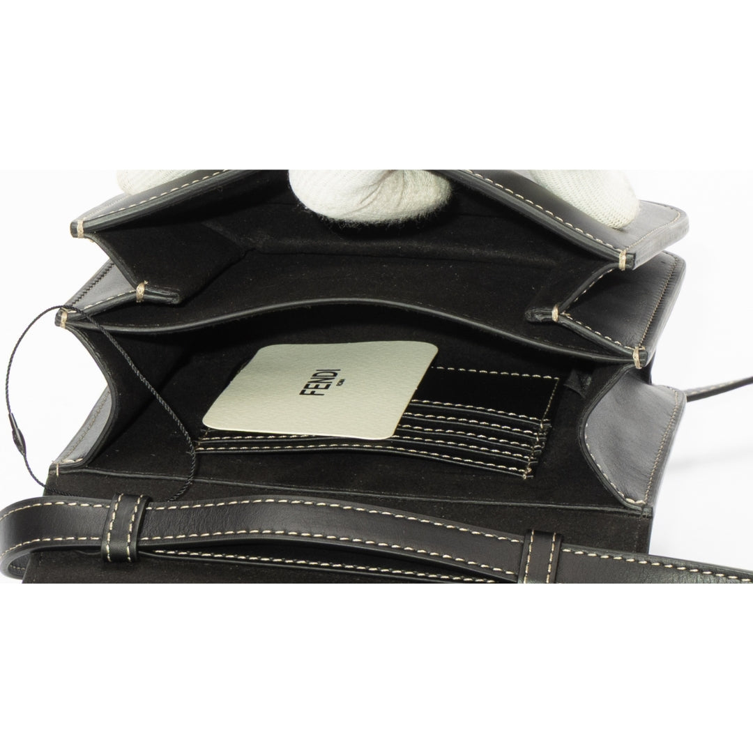 Fendi Black Vitello Grace Matte Duo Baguette