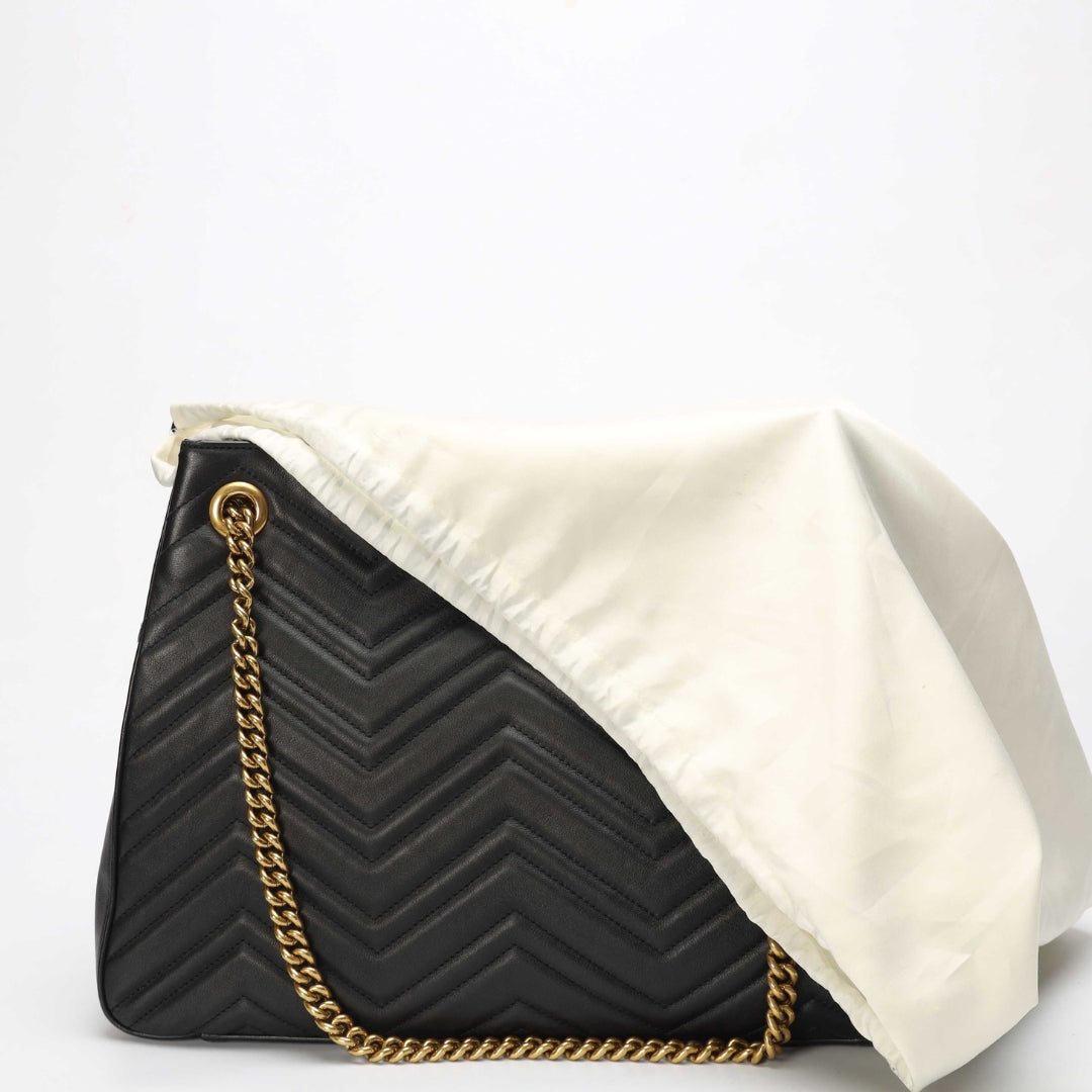 Gucci Black Matelasse GG Marmont Tote
