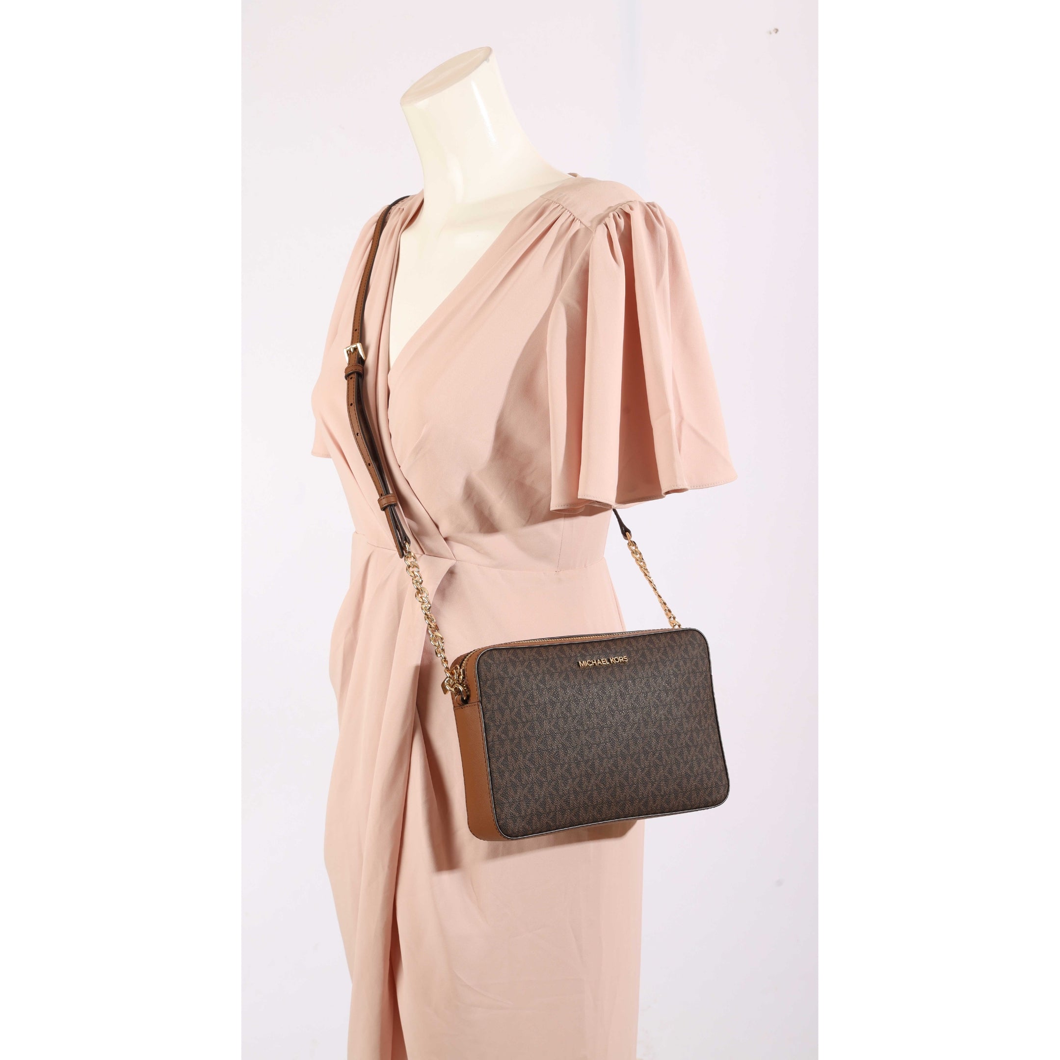 Michael Kors Brown Jet Set Logo Camera Crossbody Bag