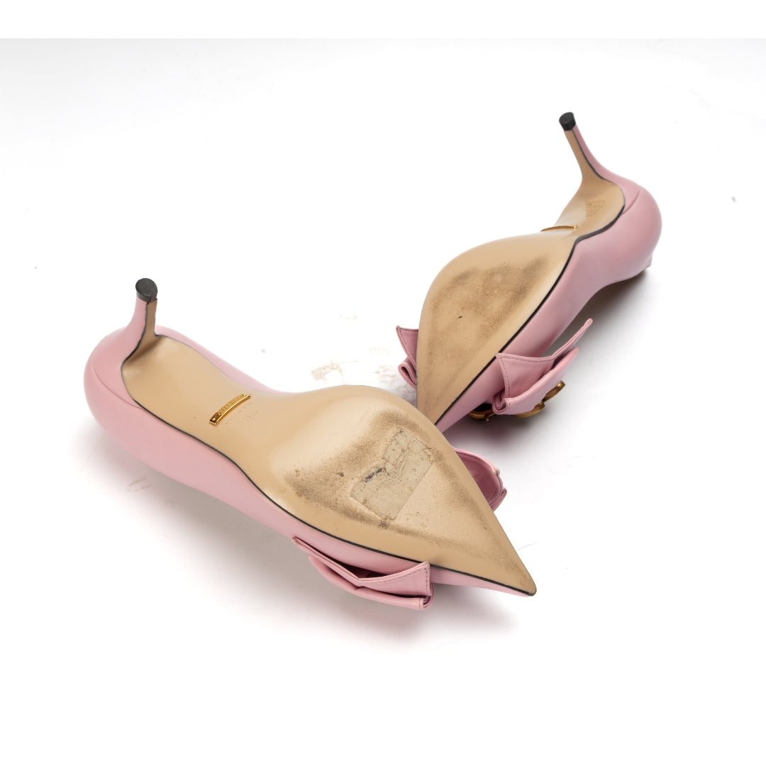 Gucci Nappa Queen Margaret Bow Mid Heels