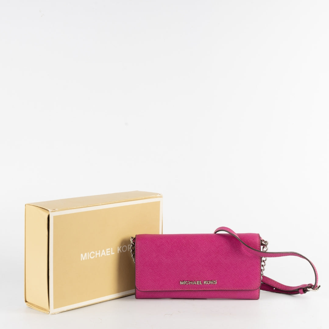 Michael Kors Jet Set Travel Saffiano Leather Chain Wallet