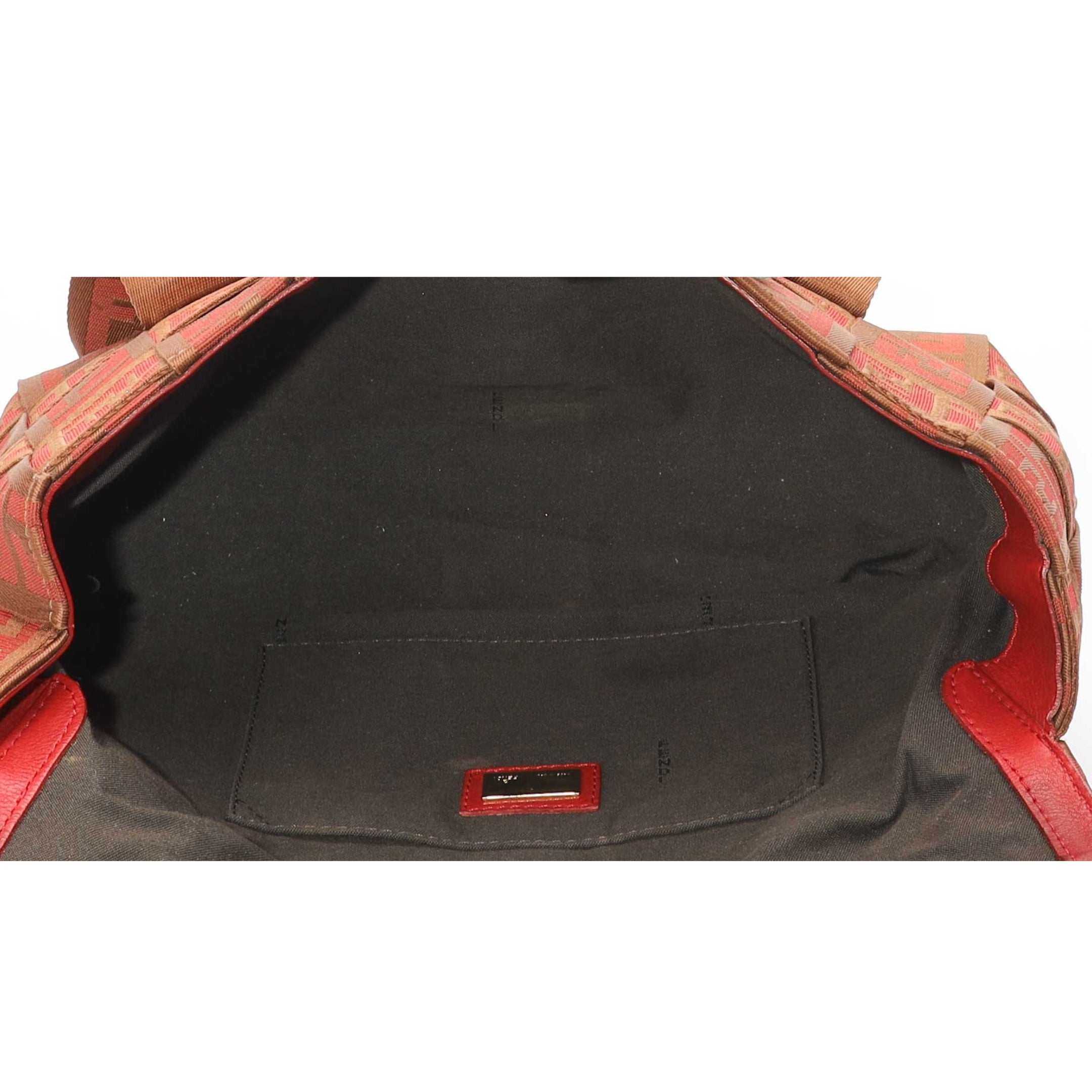 Fendi Red Zucca Canvas Buckle Satchel