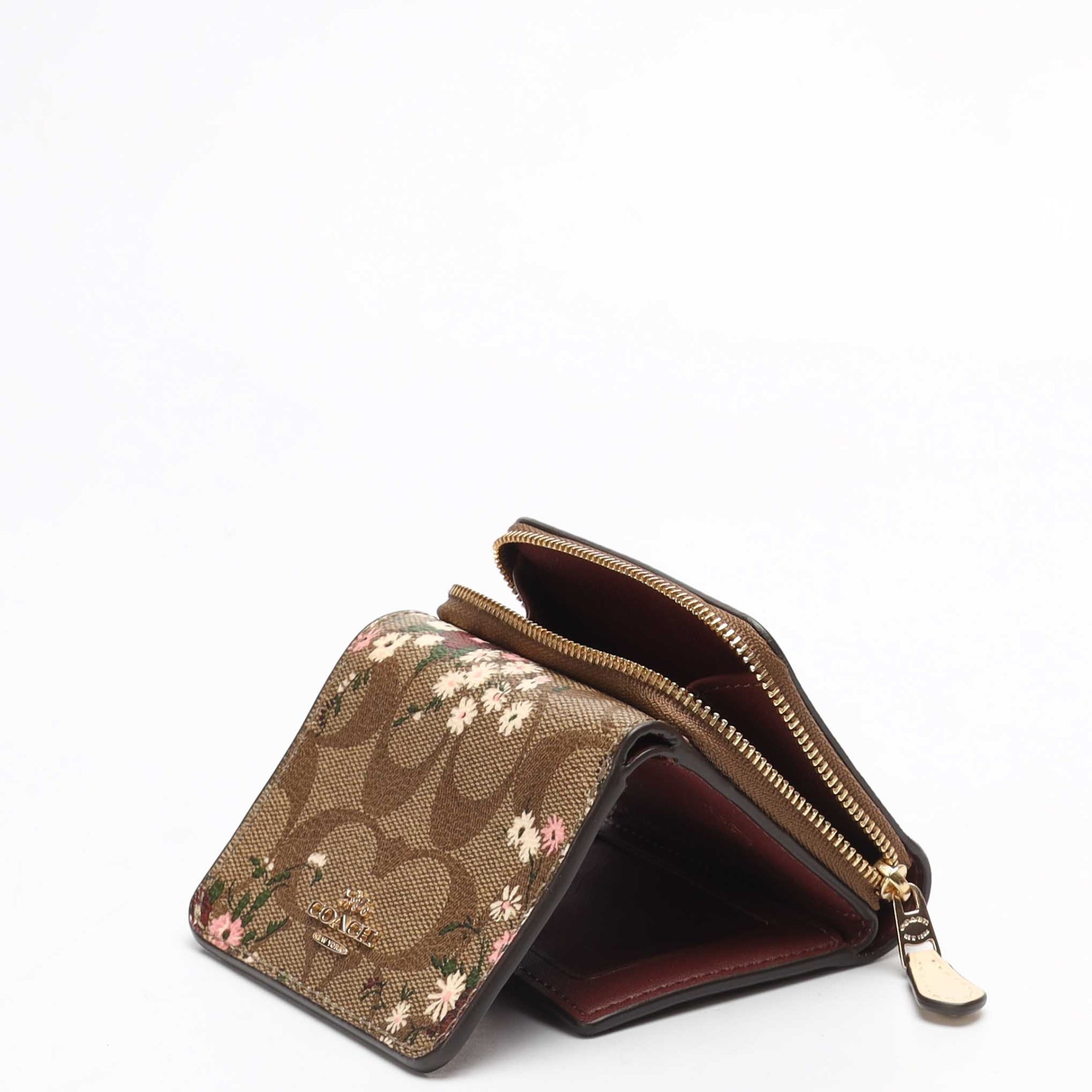 Coach Signature Canvas Floral Tri-Fold Wallet