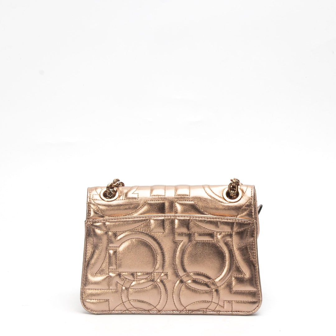 Salvatore Ferragamo Copper Gancini Quilted Crossbody Bag