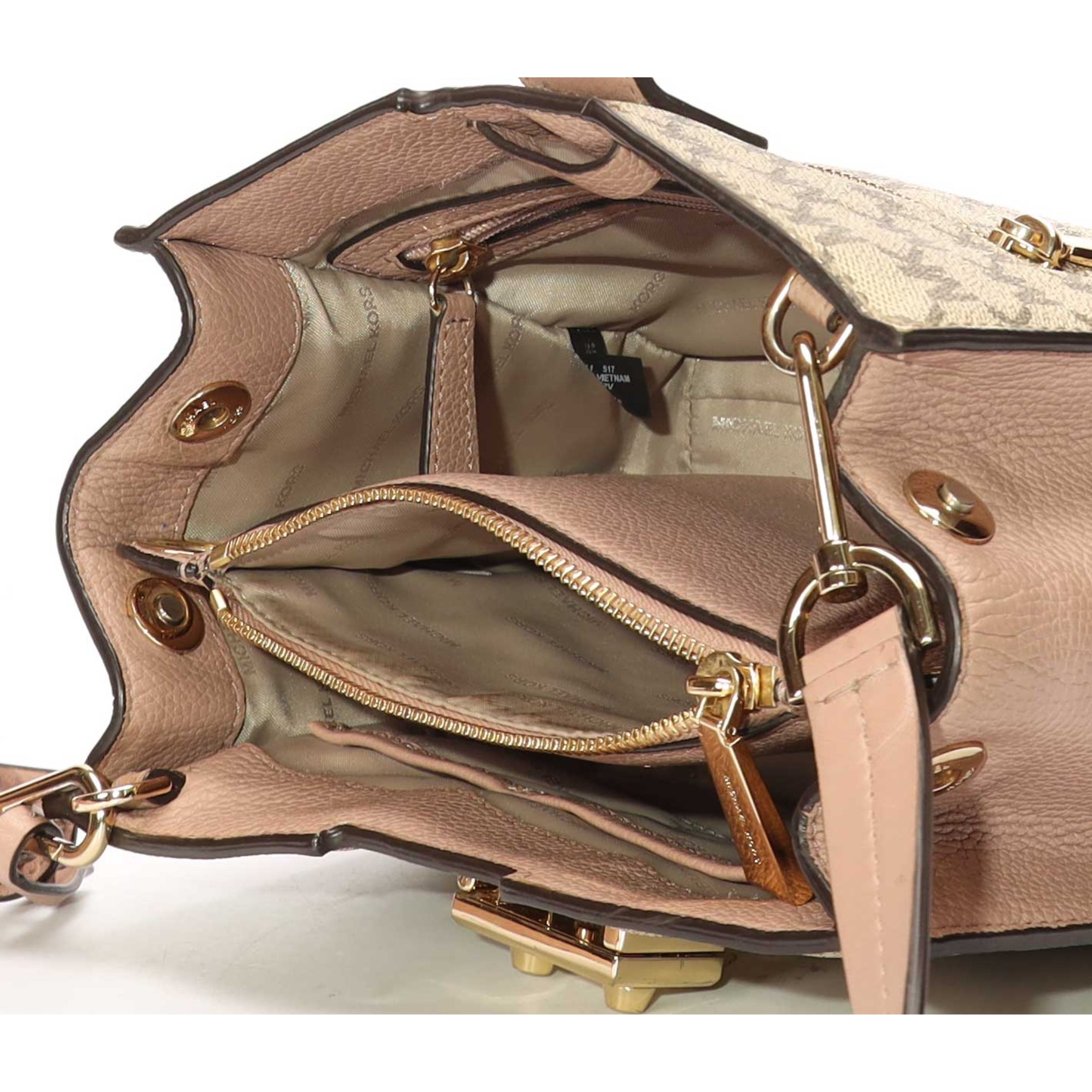 Michael Kors Salon Editor Pink Logo Crossbody Bag