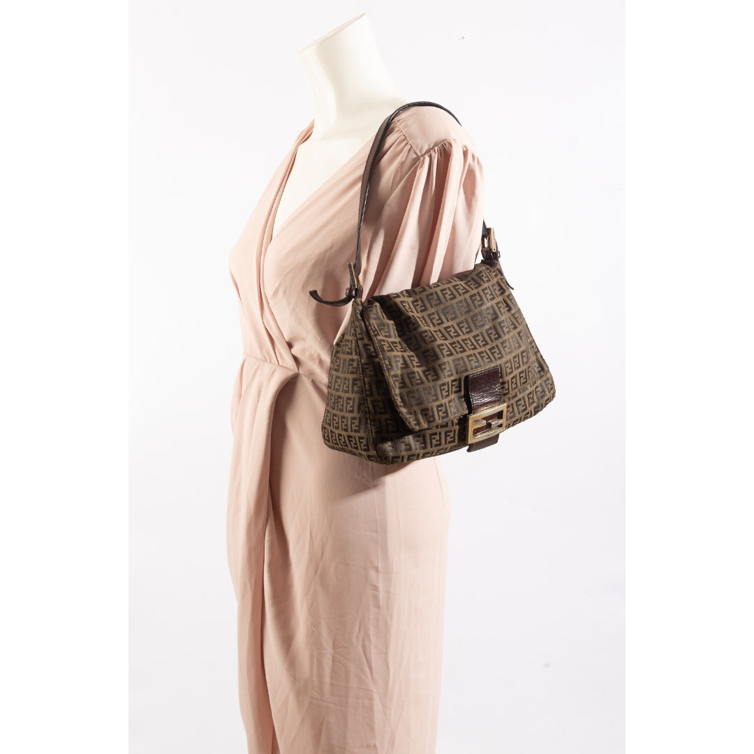 Fendi Brown Zucca Big Mamma Flap Baguette
