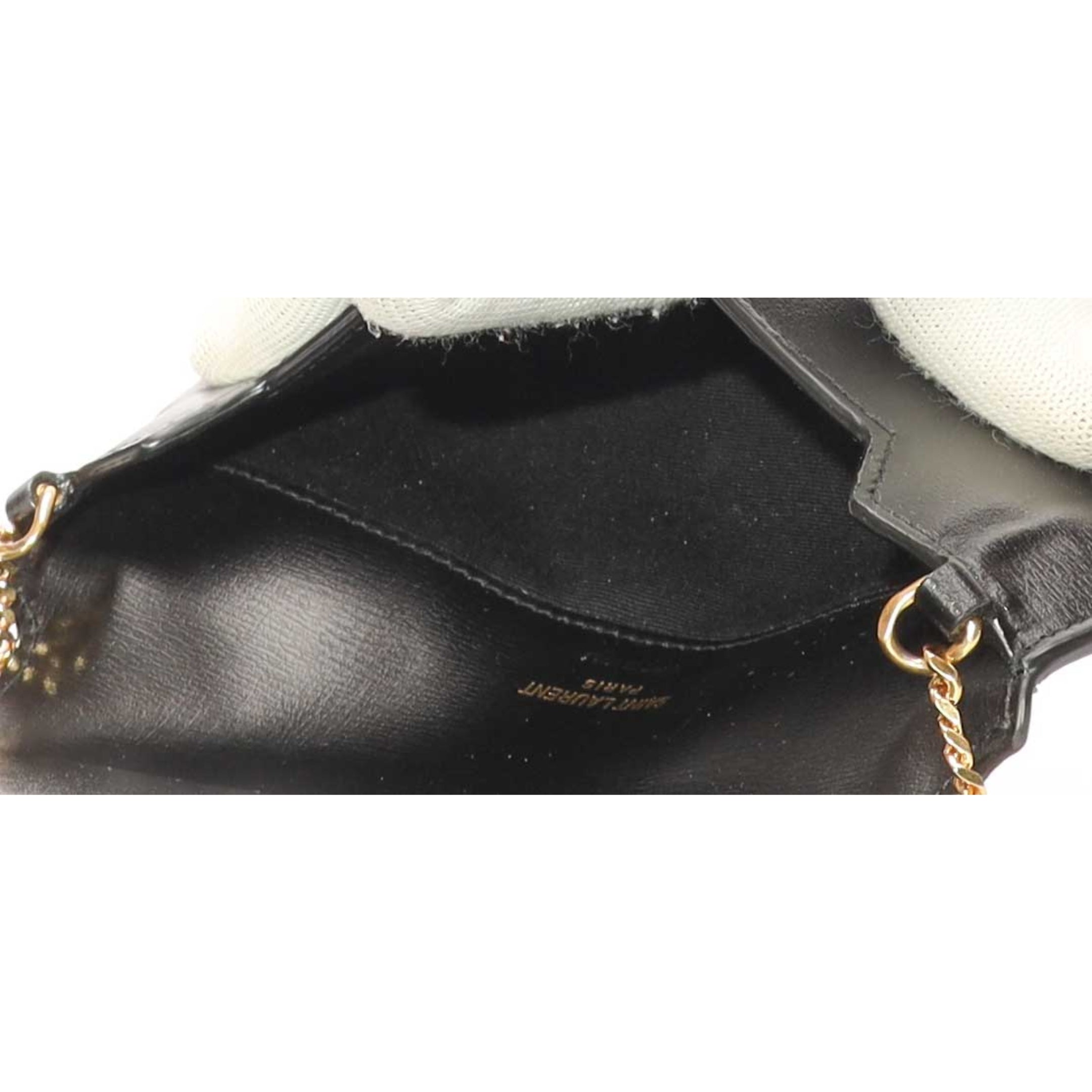 Saint Laurent Black Cassandre Phone Holder Crossbody Bag