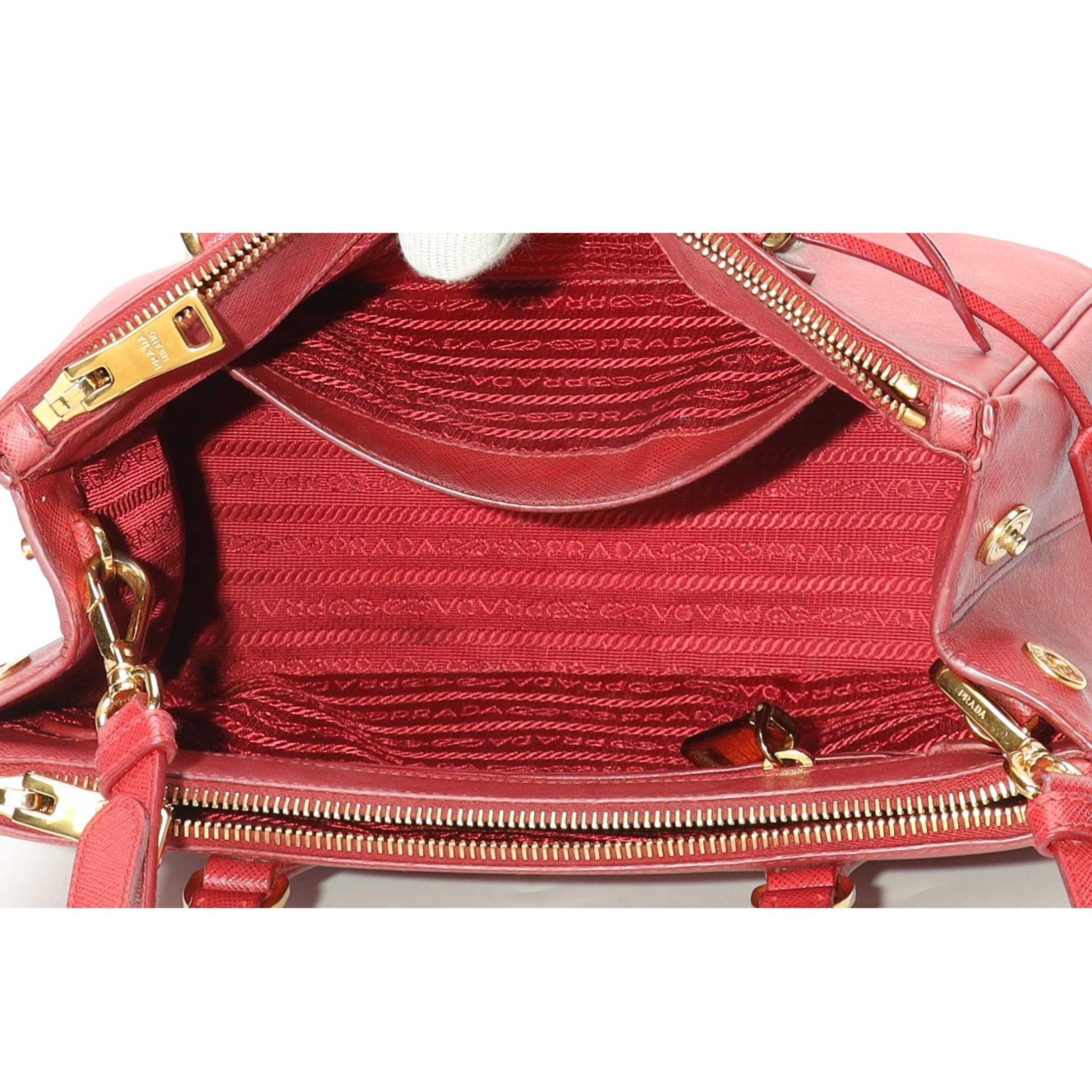 Prada Galleria Red Satchel Crosbody Bag