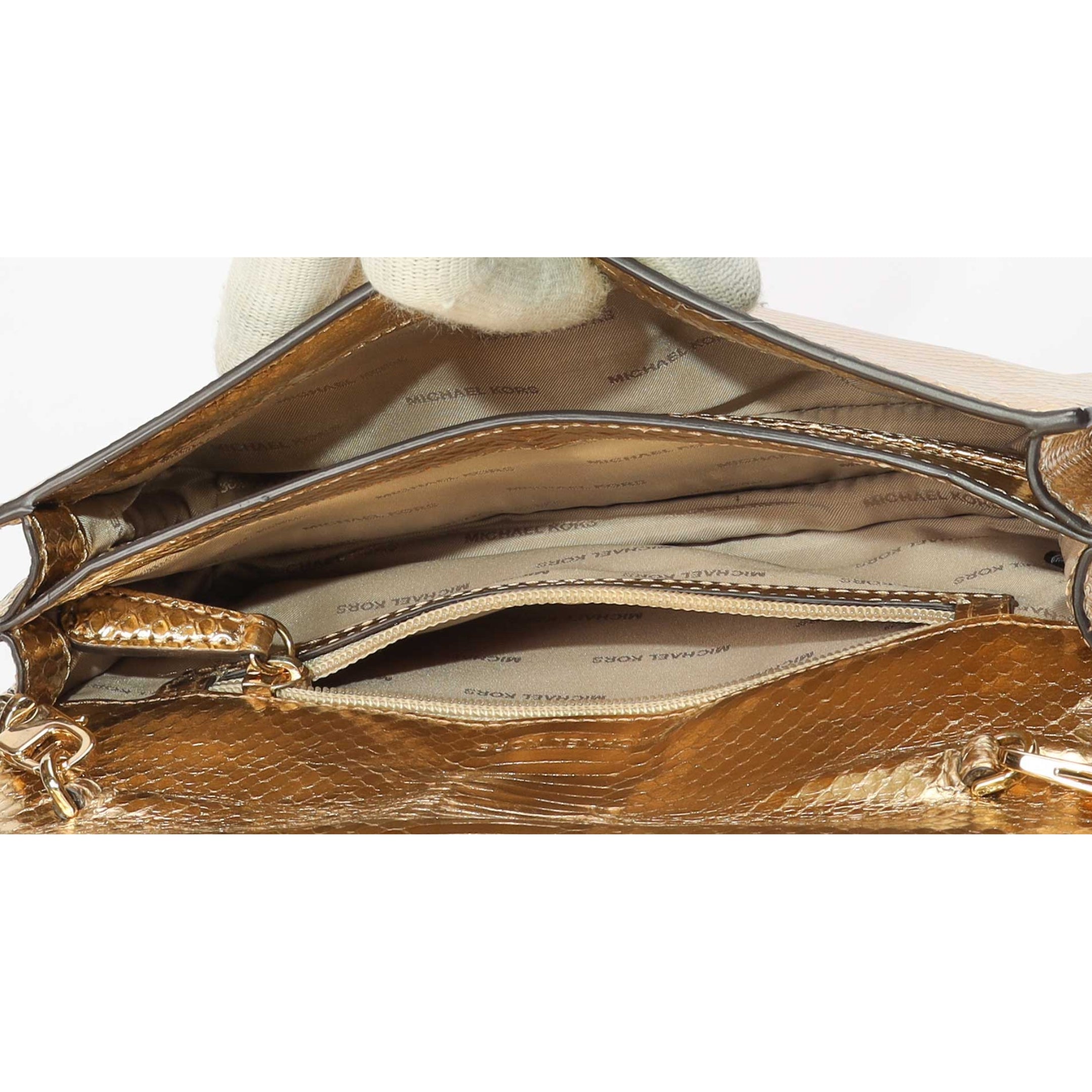 Michael Kors Mott Metallic Gold Chain Clutch