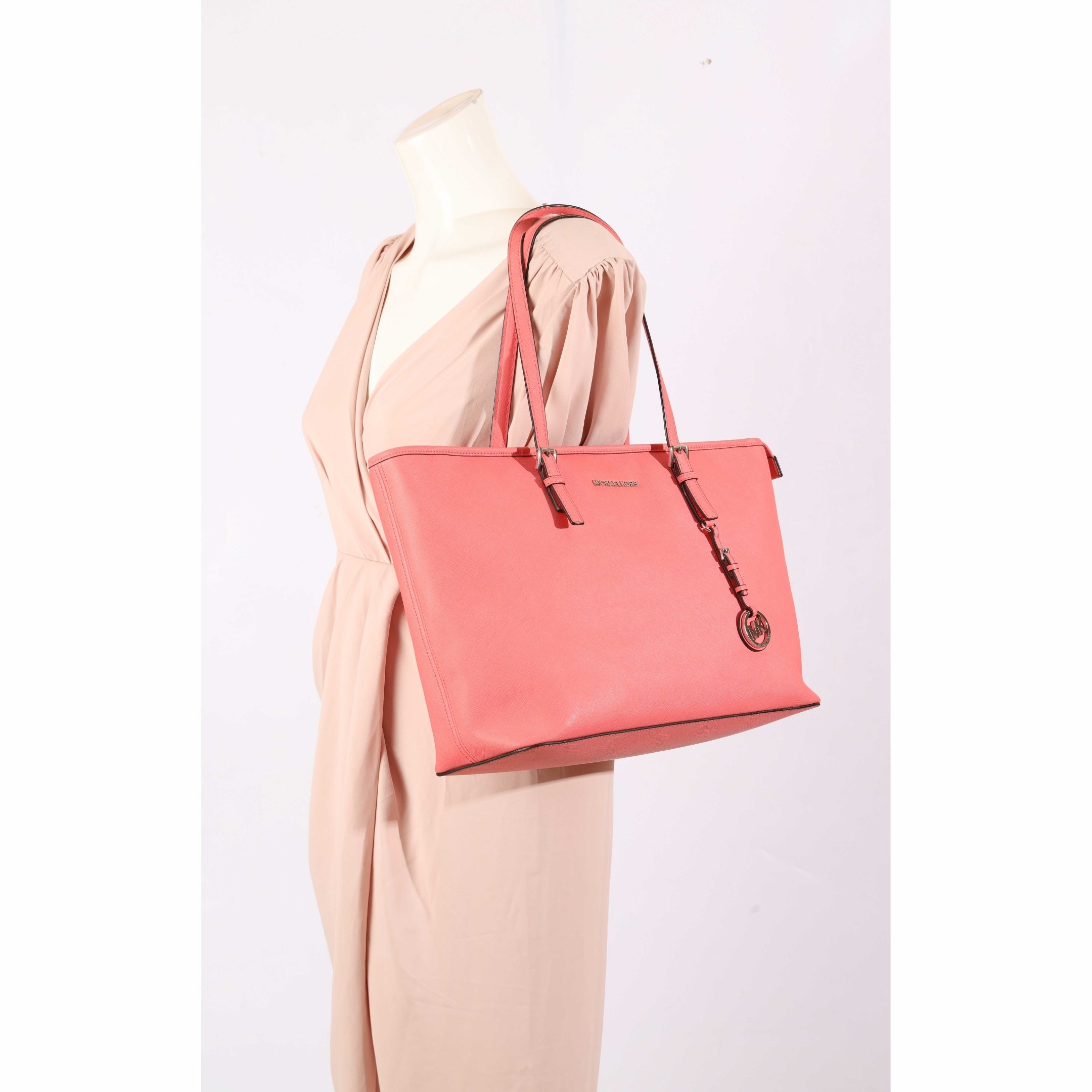 Michael Kors Jet Set Peach Zip Tote Bag