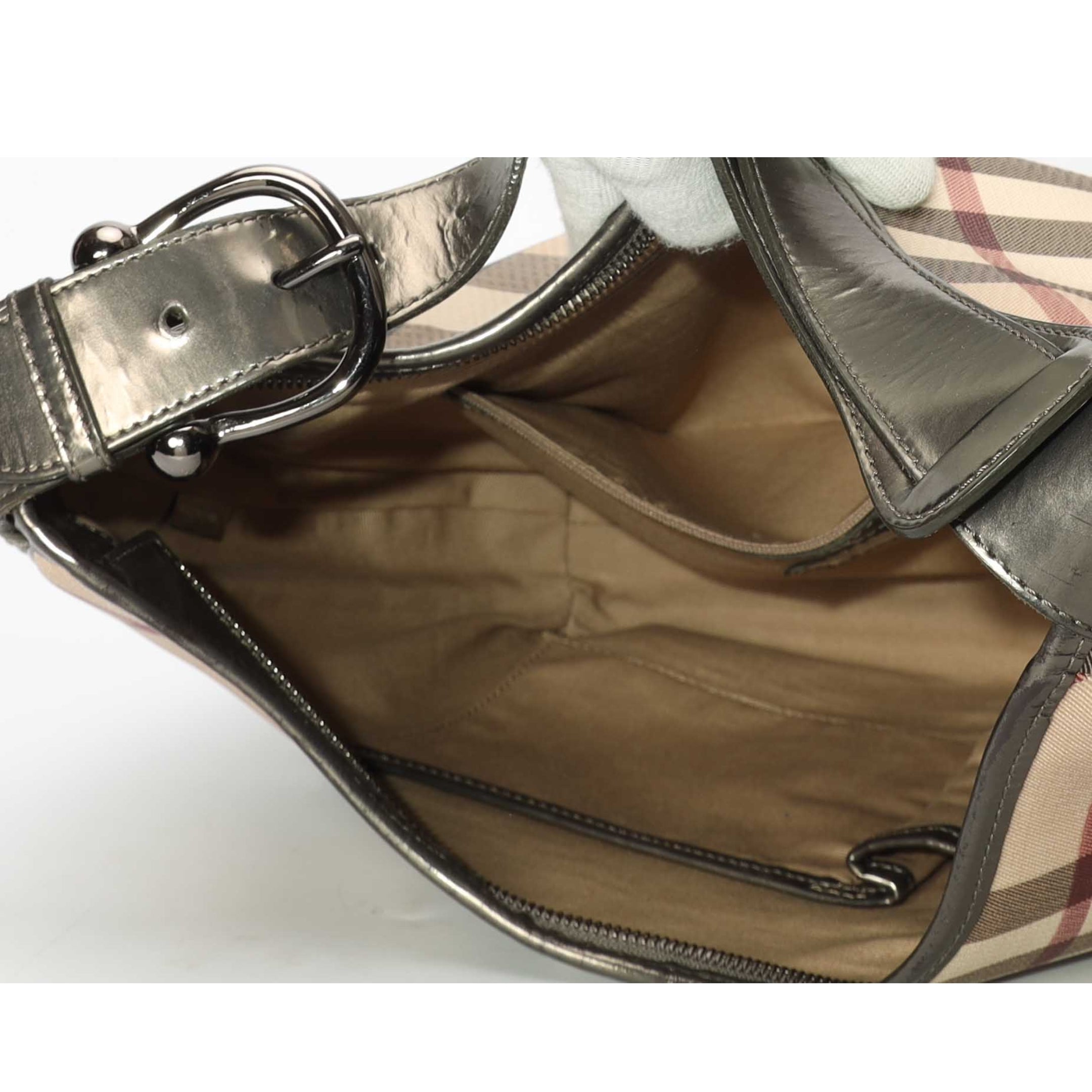 Burberry Beige Nova Check Barton Hobo Bag