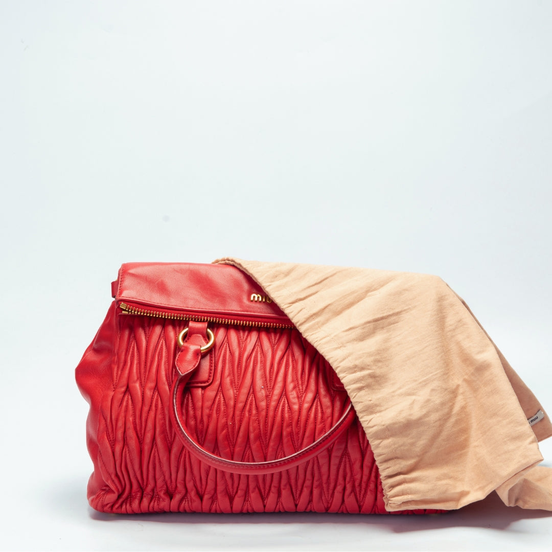 Miu Miu Matelasse Leather Nappa Tote Bag