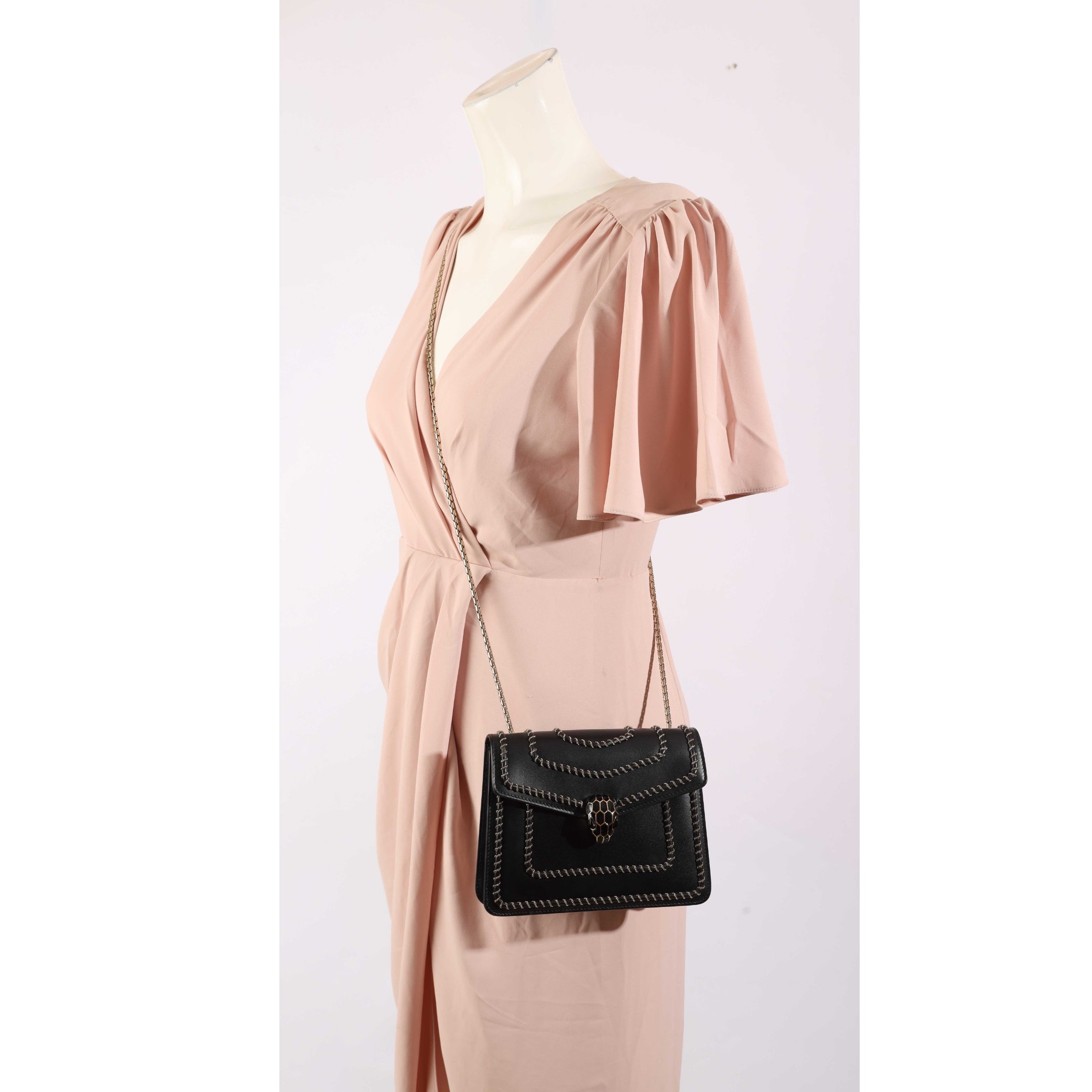 Bvlgari Black Serpenti Blast Flap Crossbody Bag
