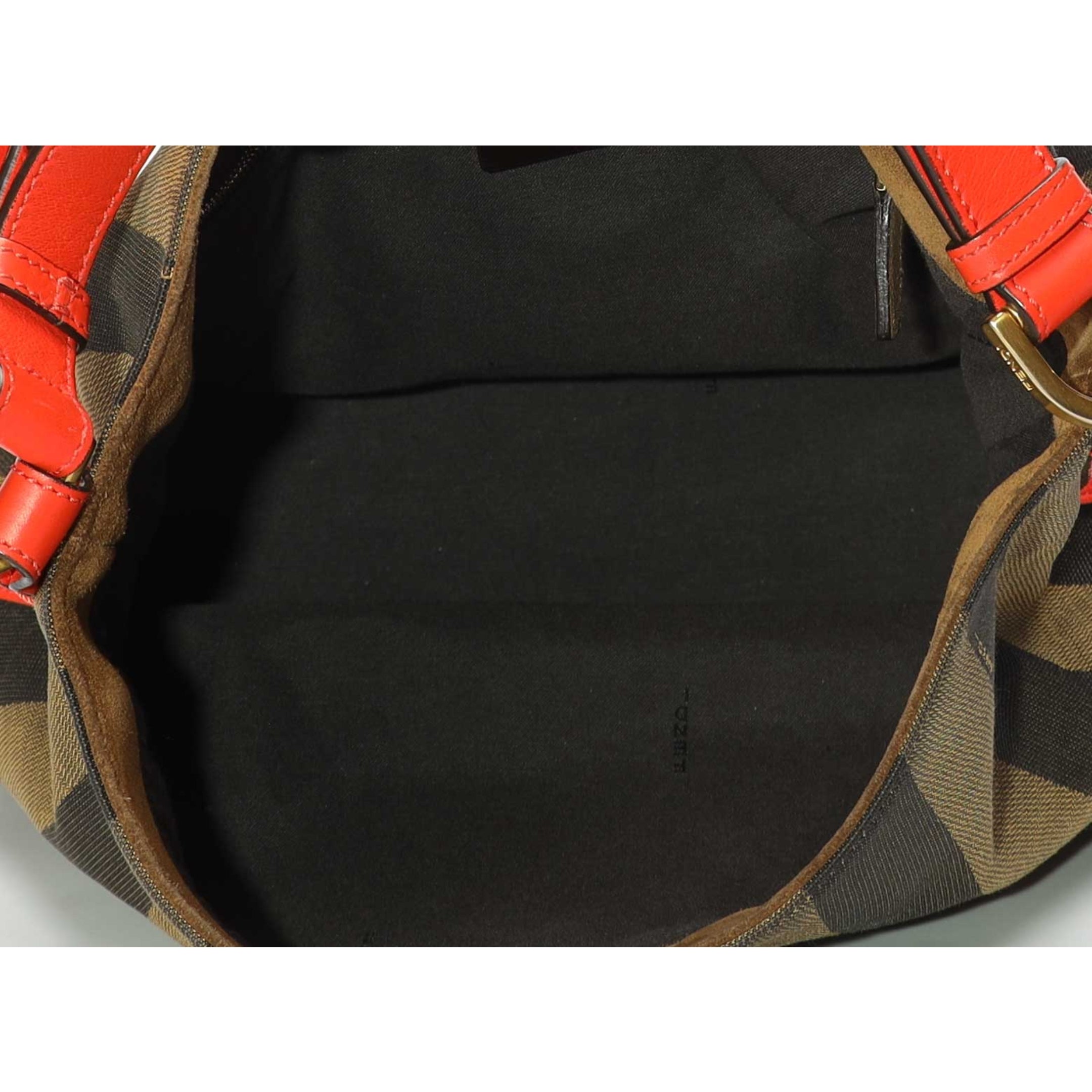 Fendi Brown Stripes Large Pequin Hobo Bag