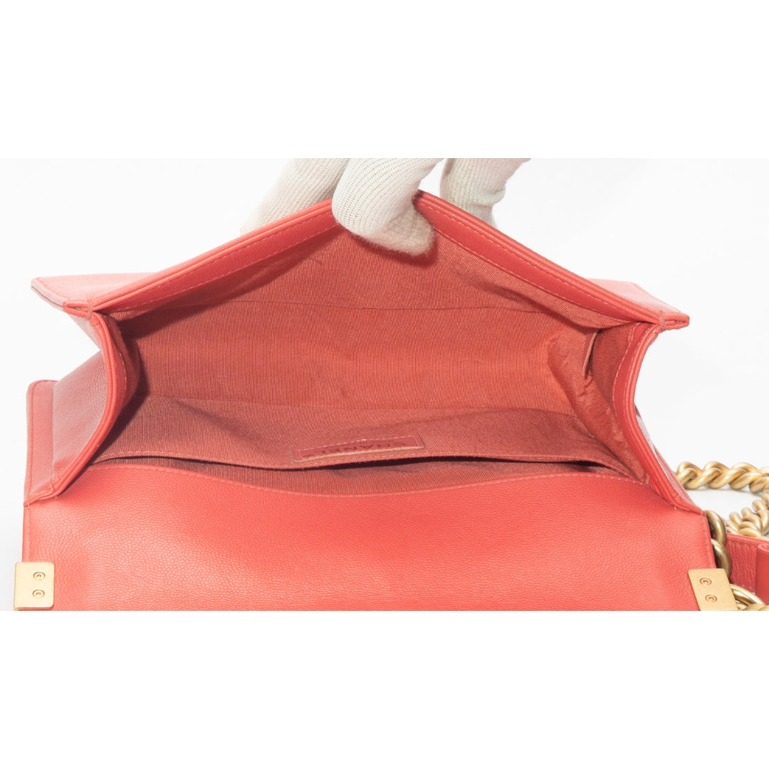 Chanel Lambskin Boy Flap Crossbody Bag Red