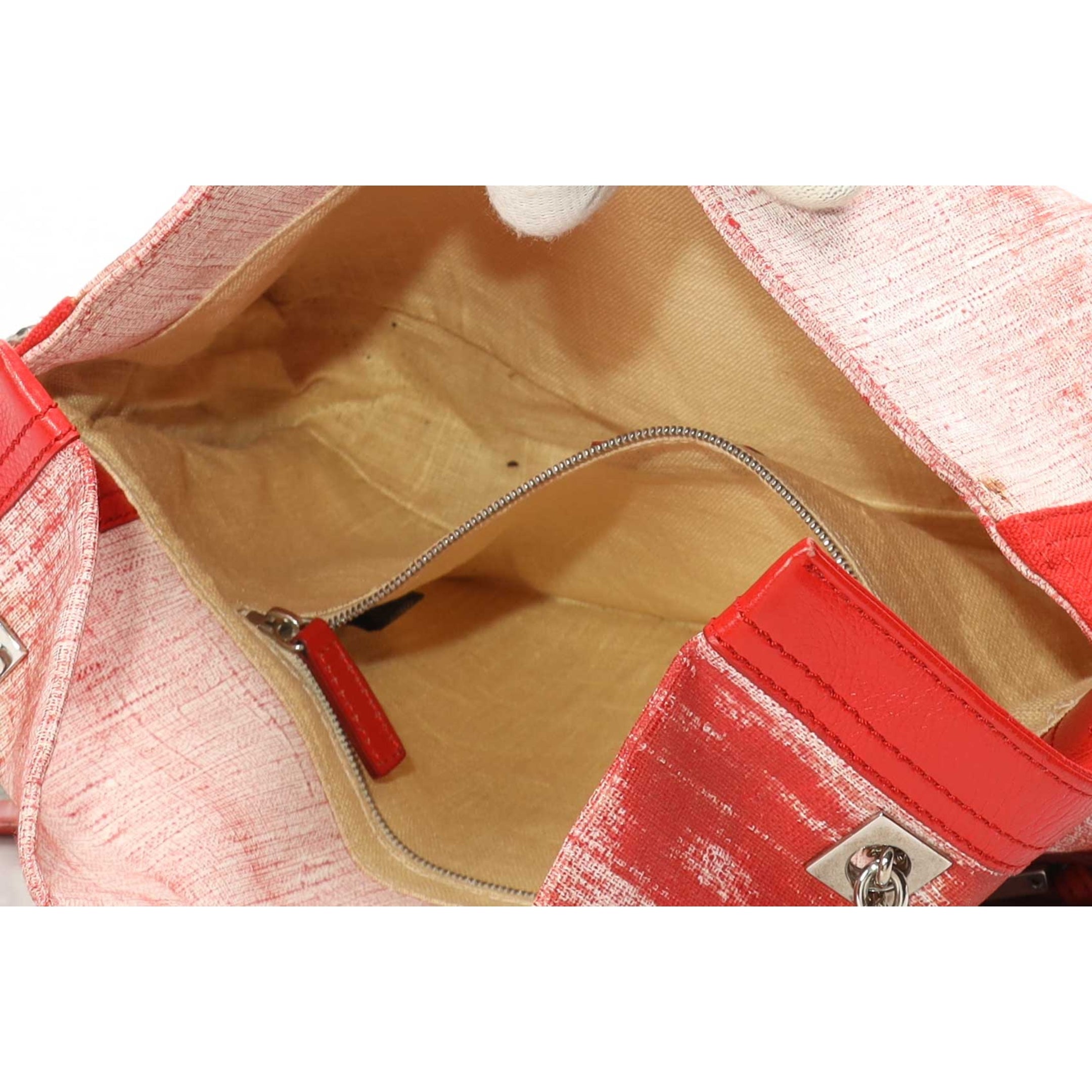Fendi Red Maxi Baguette Embellished Shoulder Bag