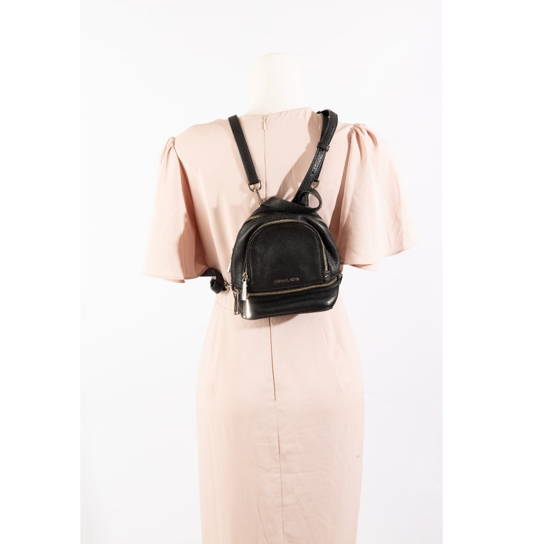 Michael Kors Black Leather Mini Rhea Backpack