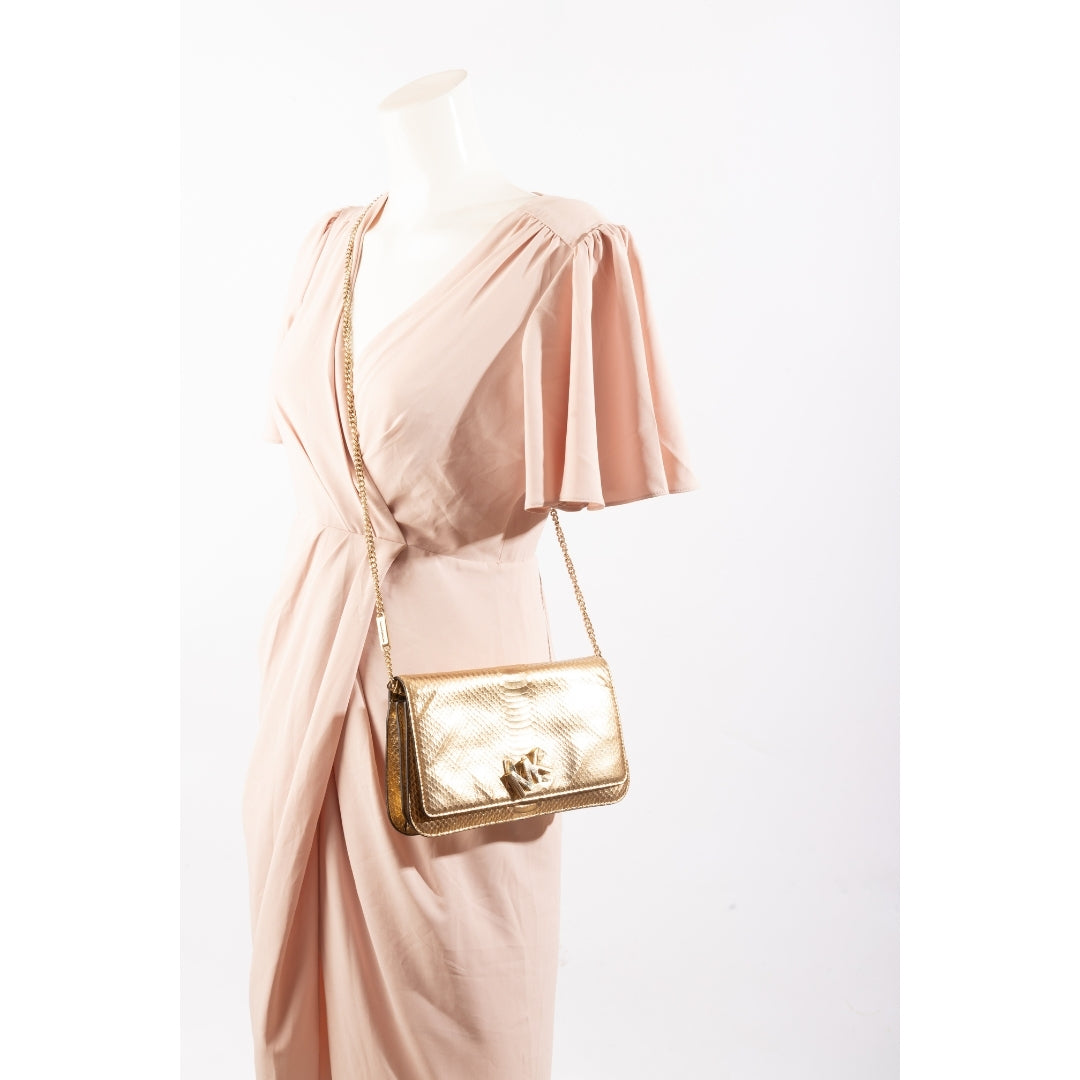 Michael Michael Kors Mott Pale Gold Large Clutch