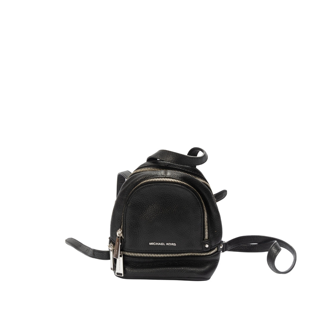 extra small mini rhea quilted backpack Michael Kors Black Leather Mini Rhea Backpack