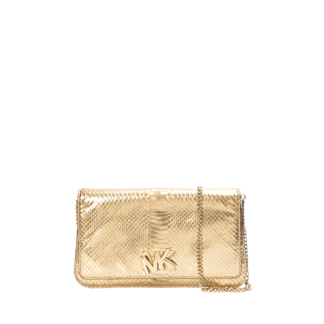 Michael Michael Kors Mott Pale Gold Large Clutch