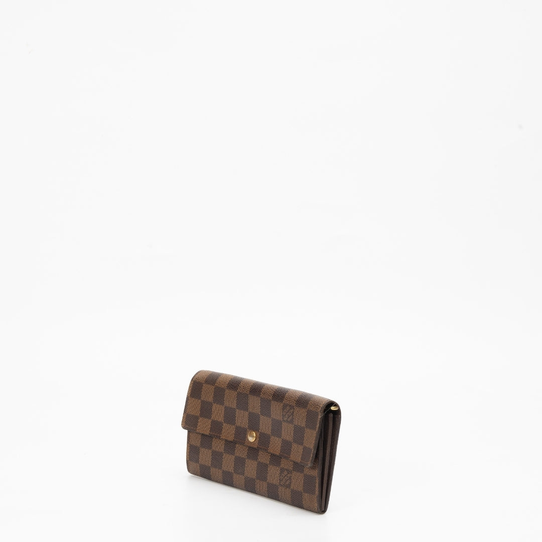 Louis Vuitton Damier Ebene Pattern Coated Canvas Wallet