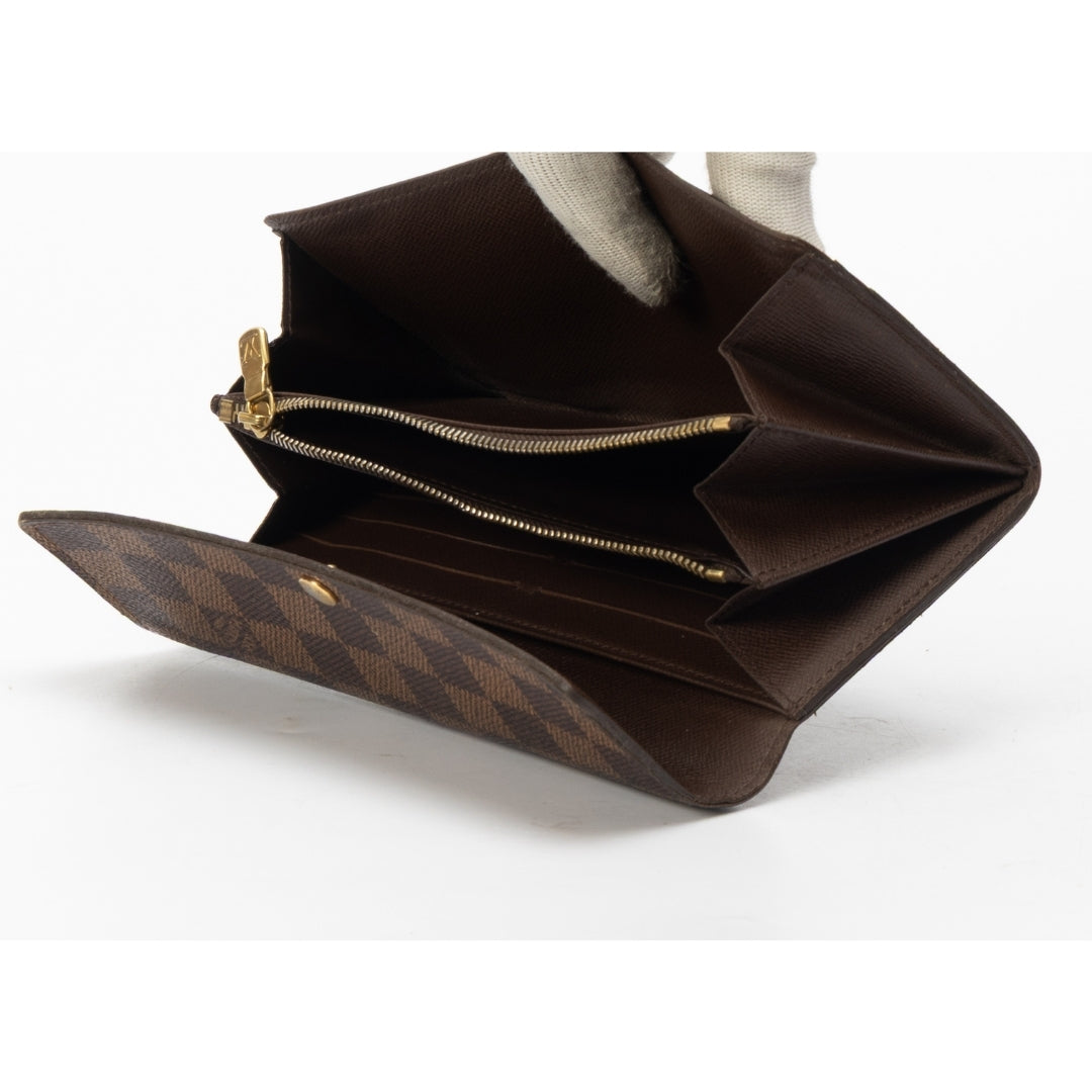 Louis Vuitton Damier Ebene Pattern Coated Canvas Wallet