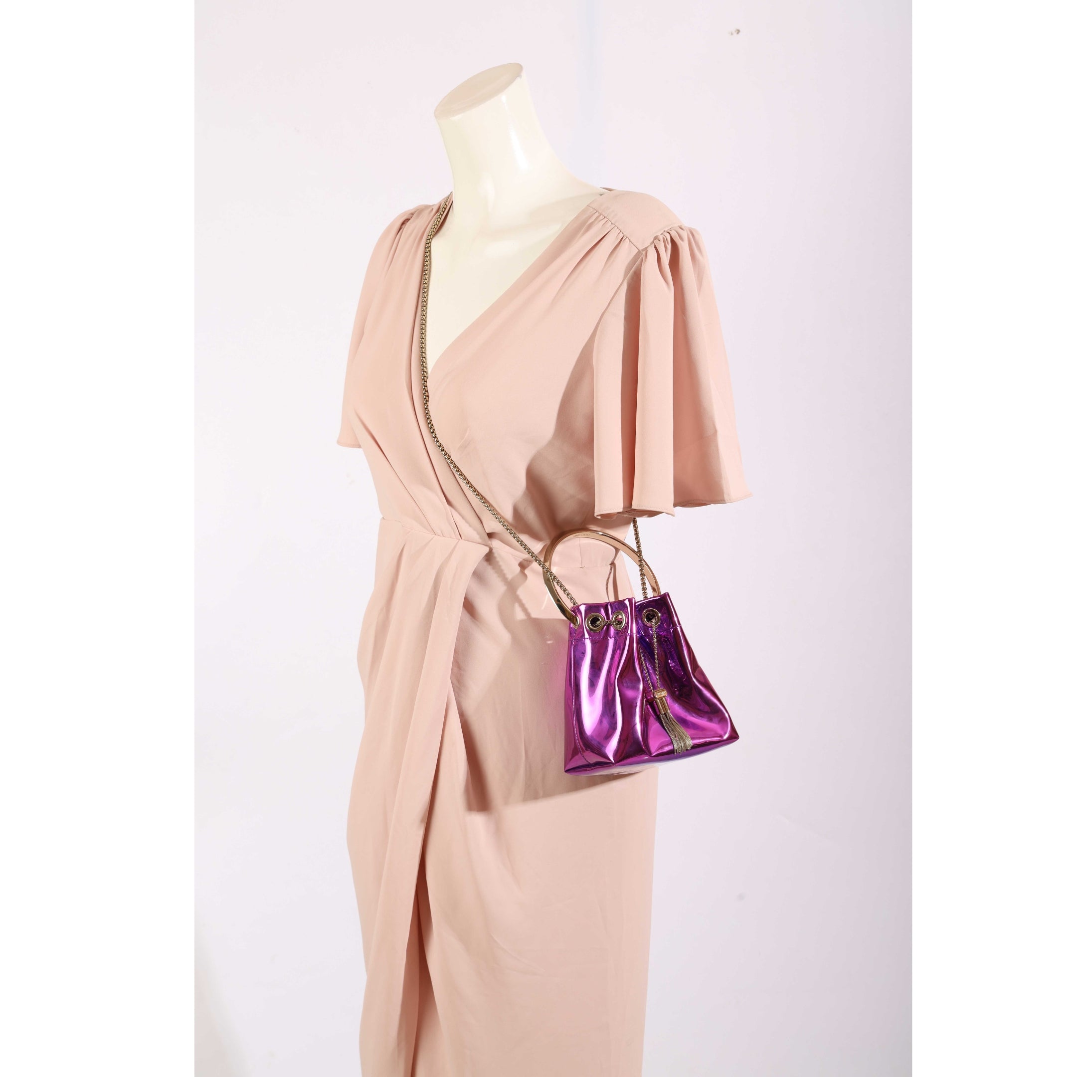 Jimmy Choo Bon Bon Purple Top Handle Bucket Bag