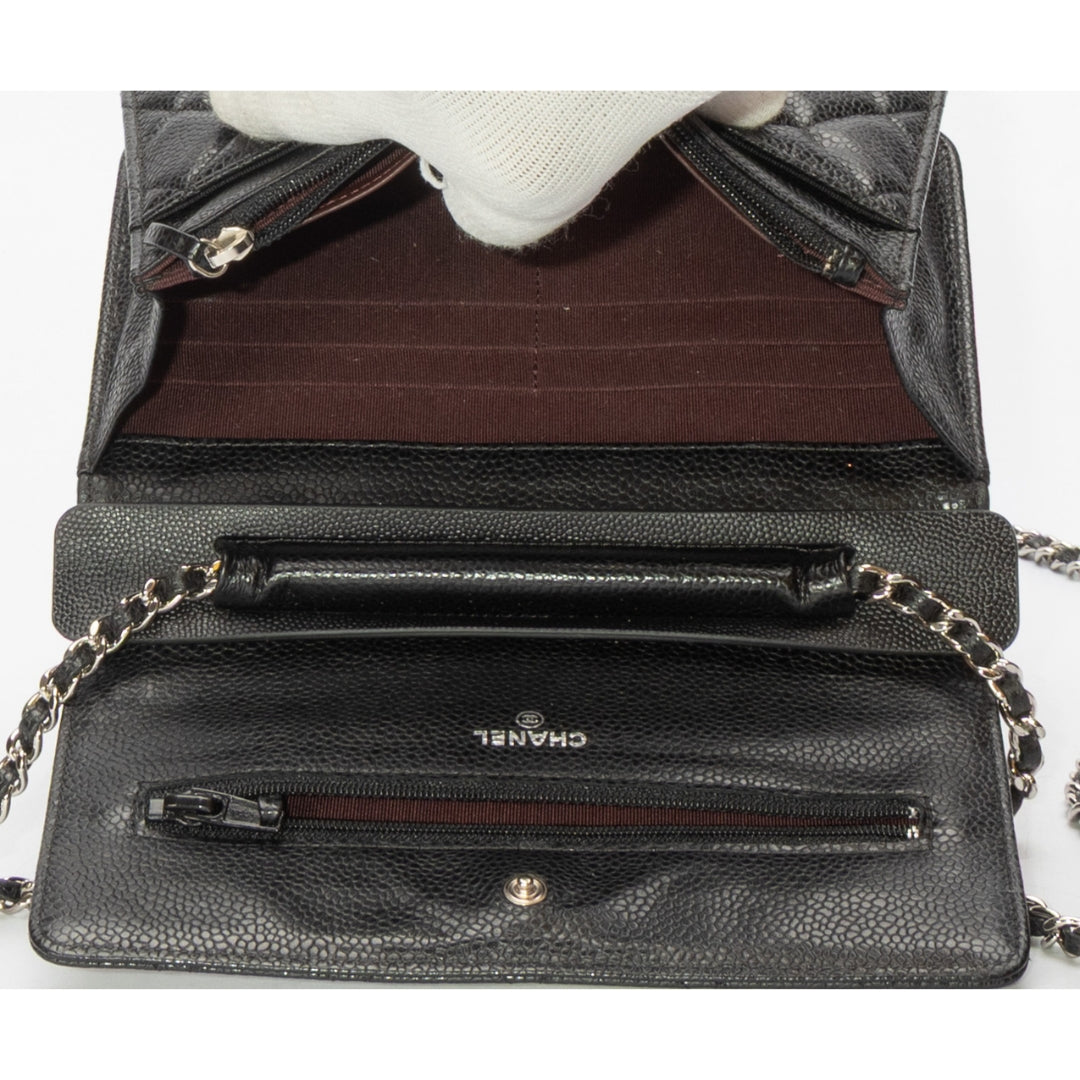 Chanel Black Caviar Quilted Wallet on Chain