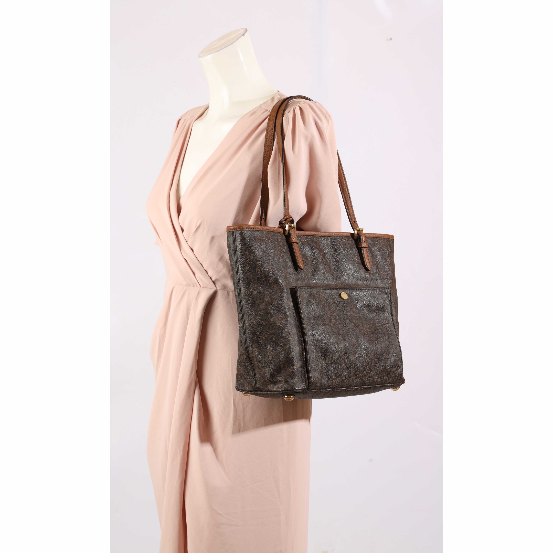Michael Kors Brown Logo Pocket Tote