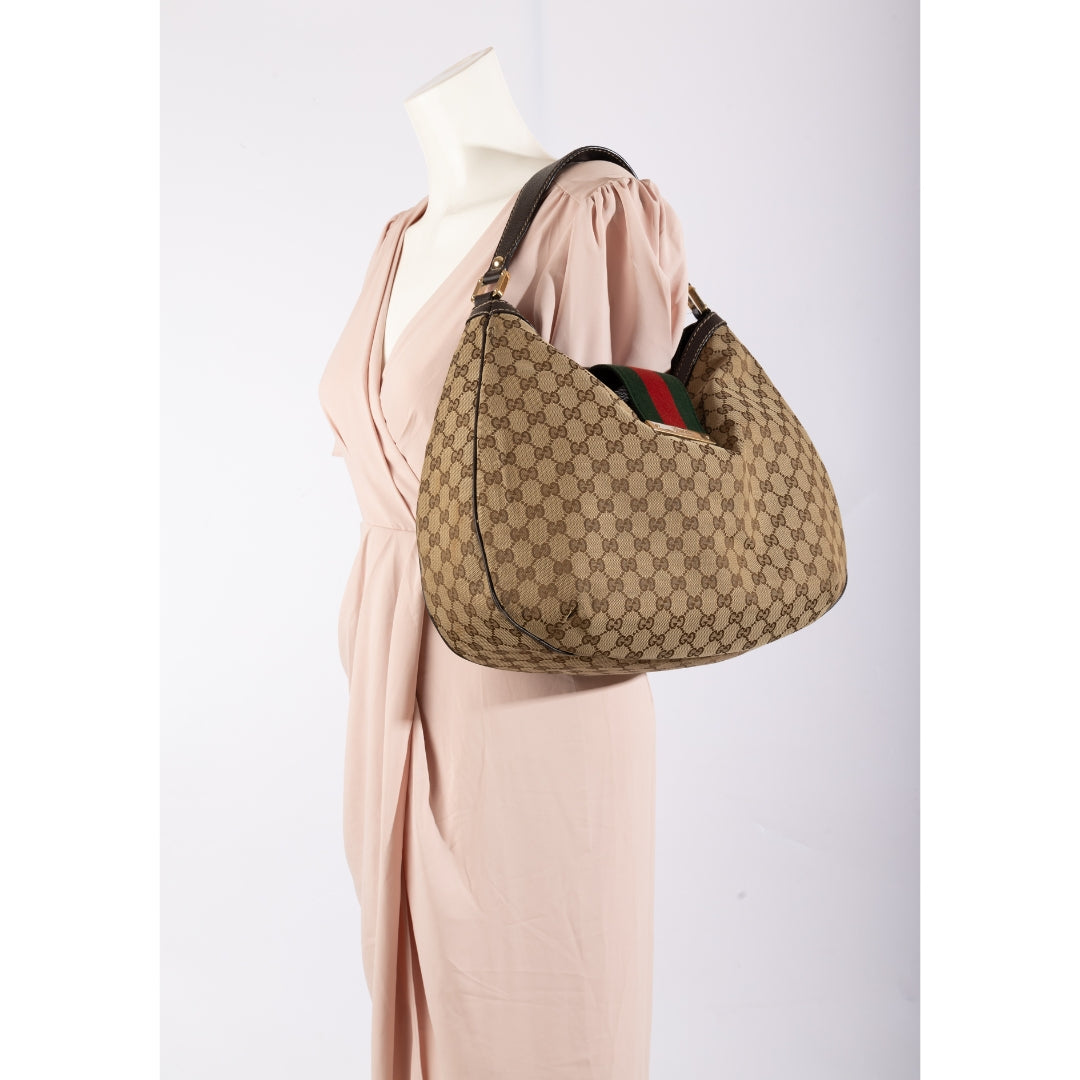 Gucci GG Guccissima Web Canvas Hobo Bag