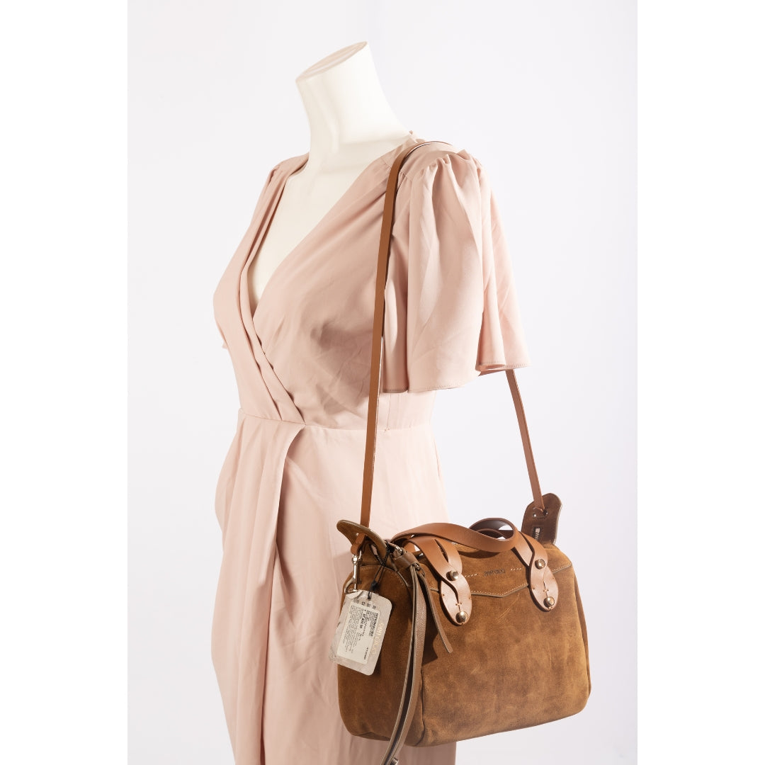 Jimmy Choo Allie Cacao Suede Bowling Bag