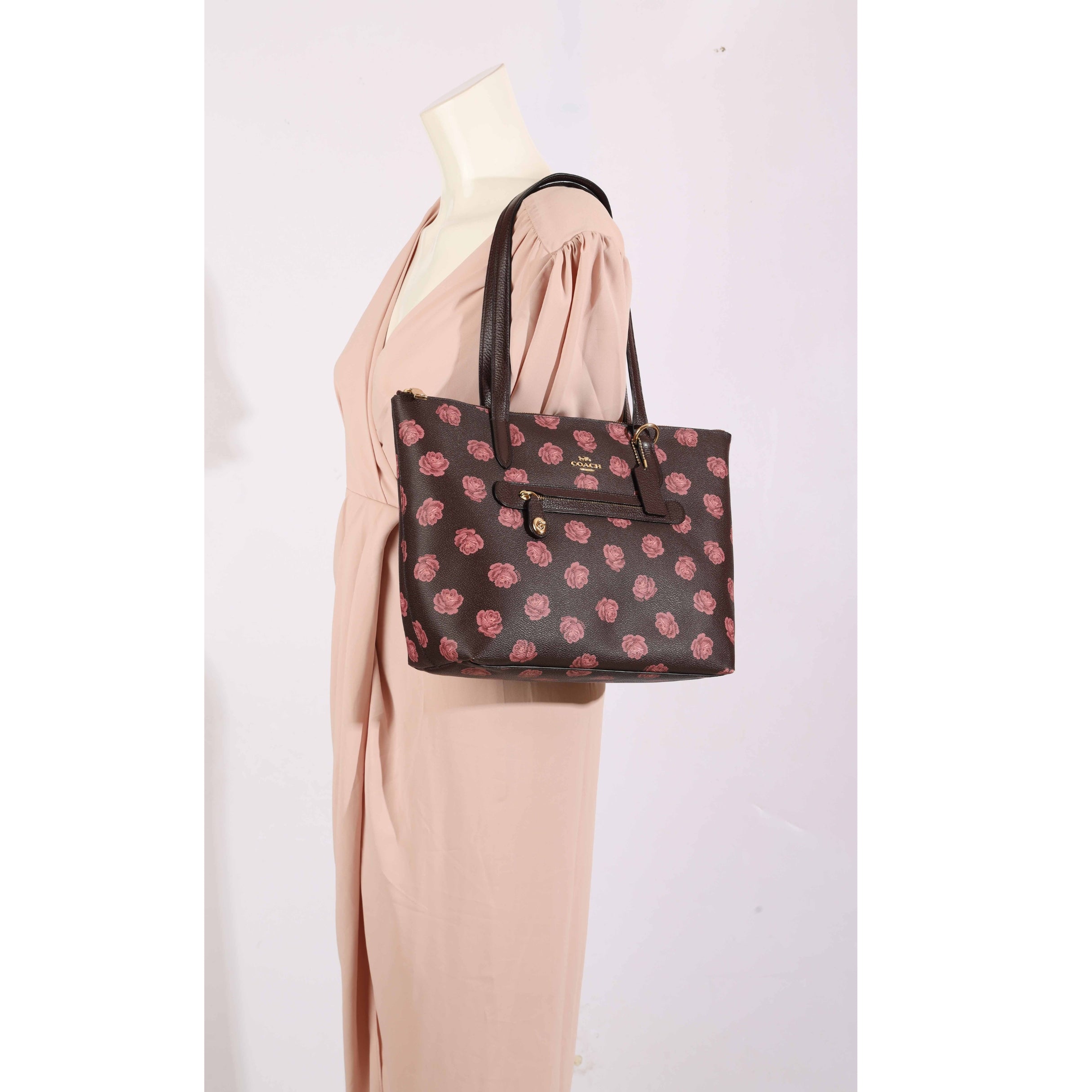 Coach Rose Print City Zip Tote