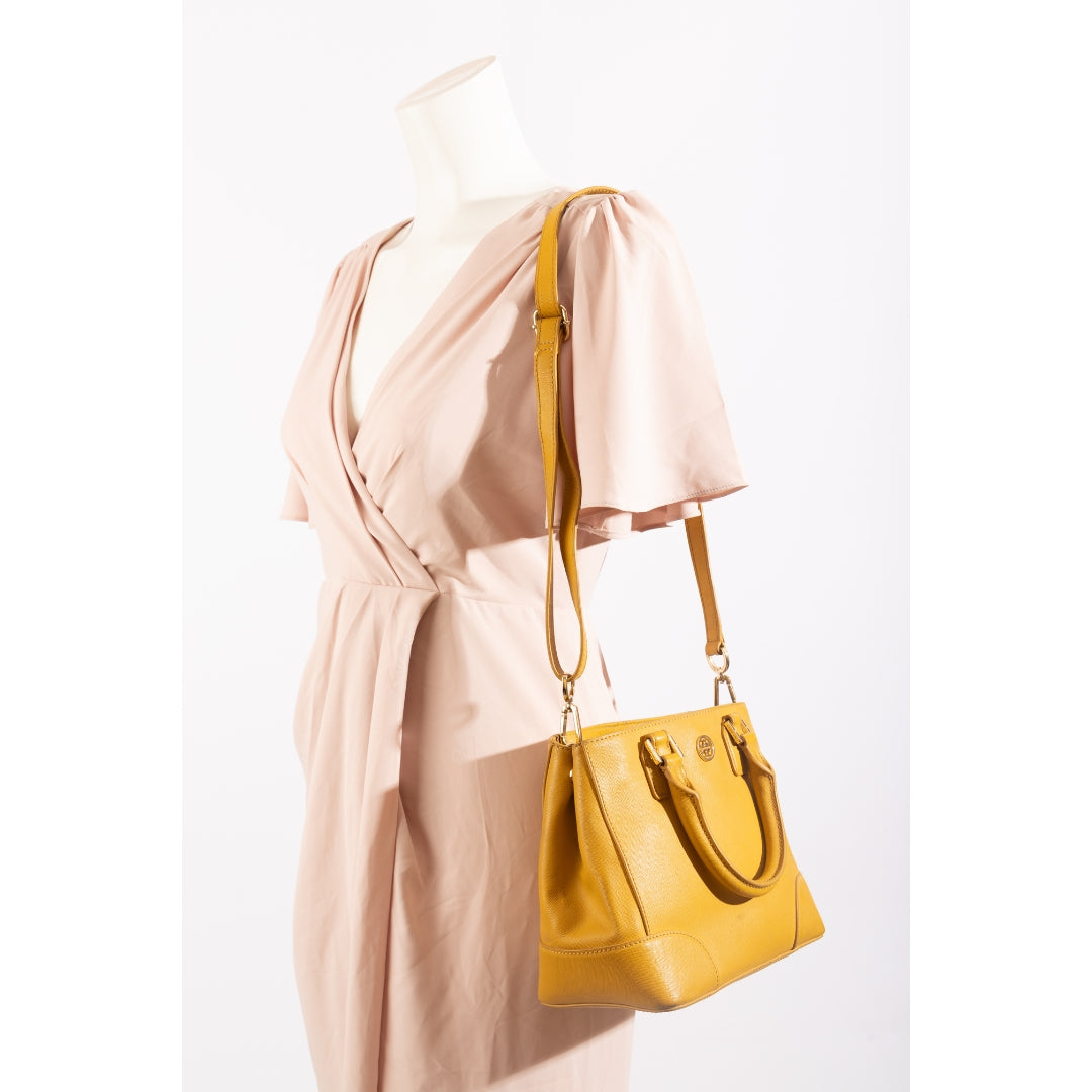 Tory Burch Yellow Leather Robinson Satchel