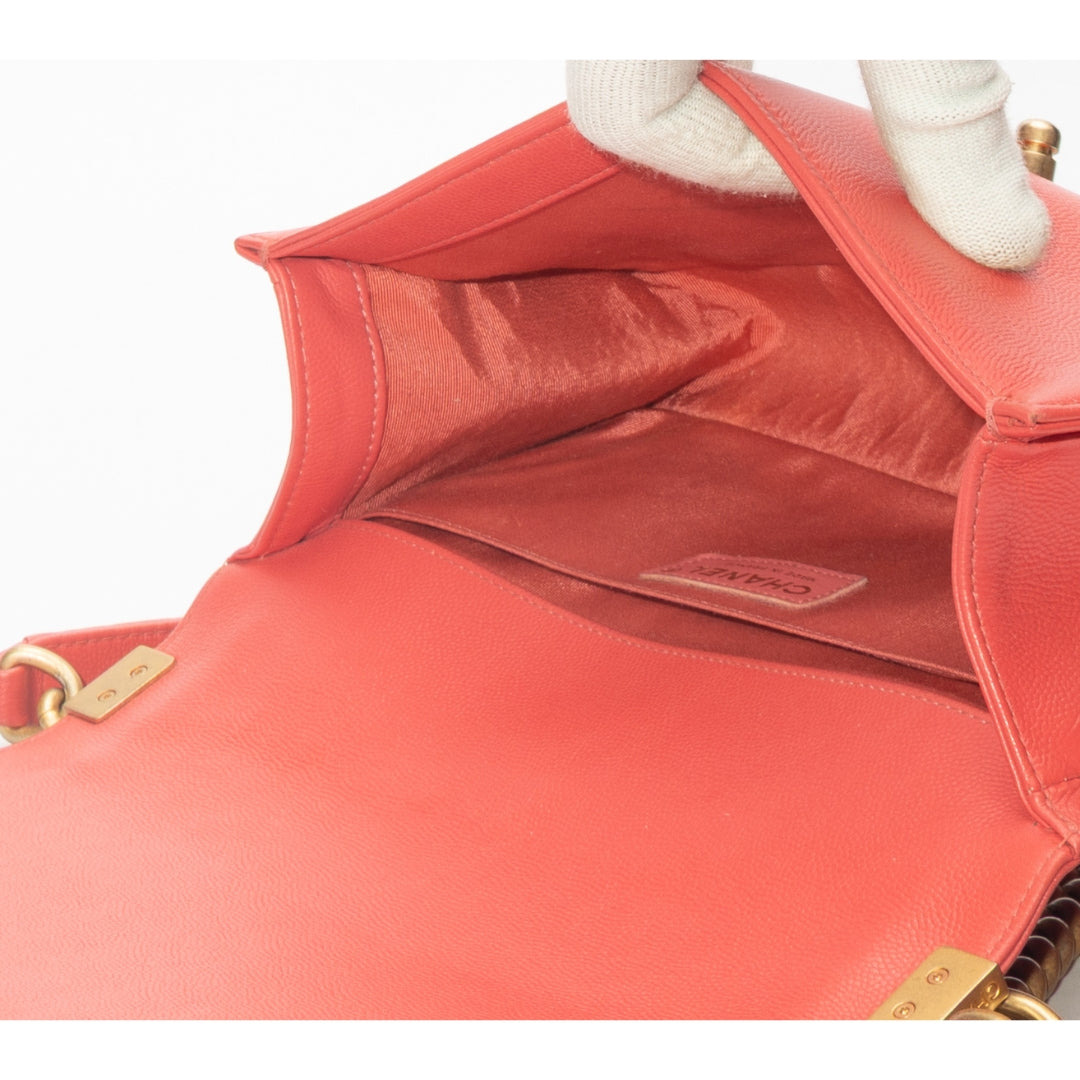 Chanel Lambskin Boy Flap Crossbody Bag Red