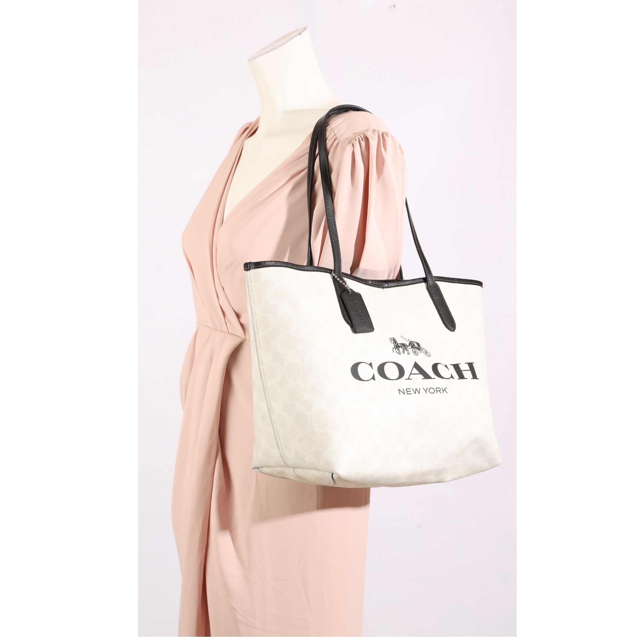Coach White Signature Canvas City Tote