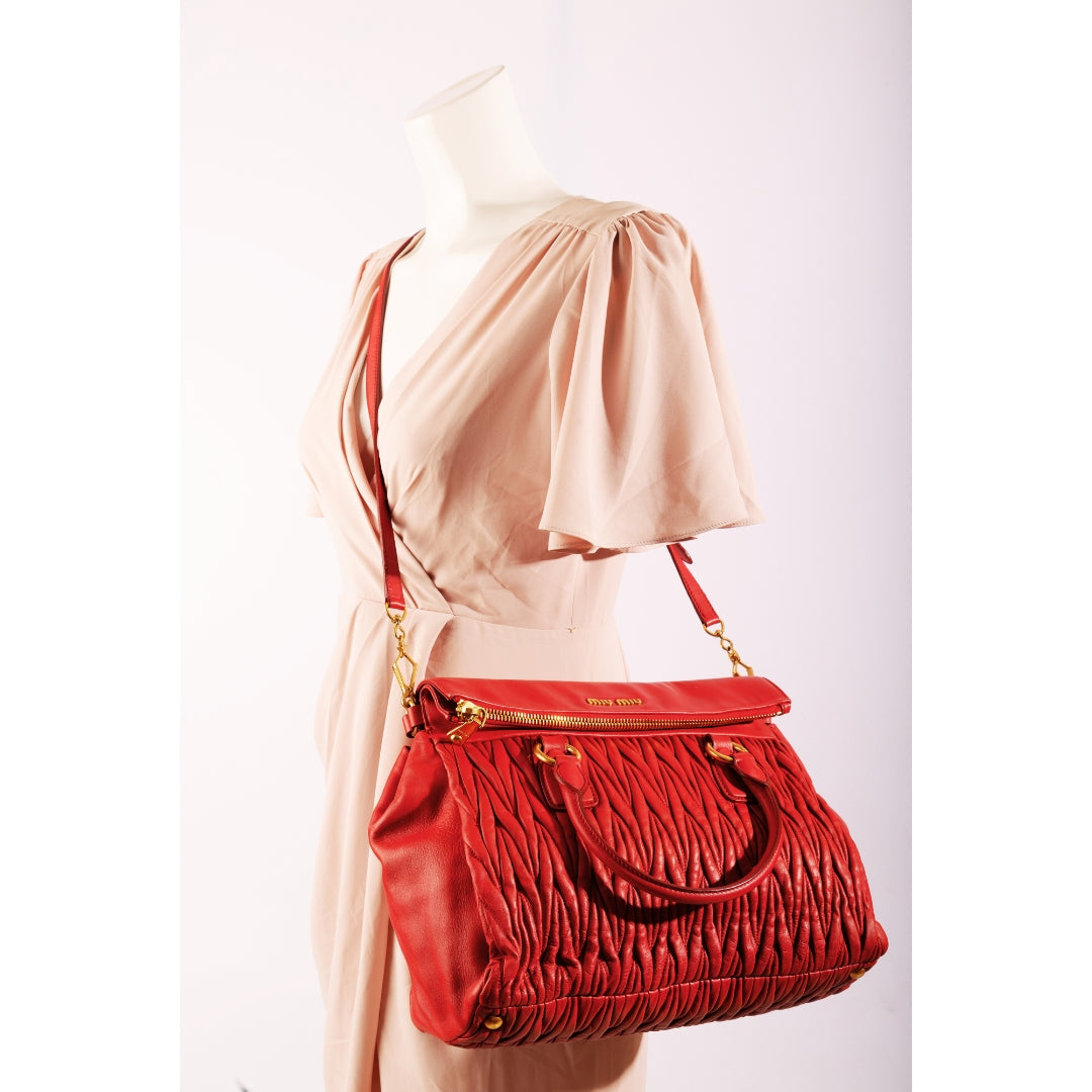 Miu Miu Matelasse Leather Nappa Tote Bag