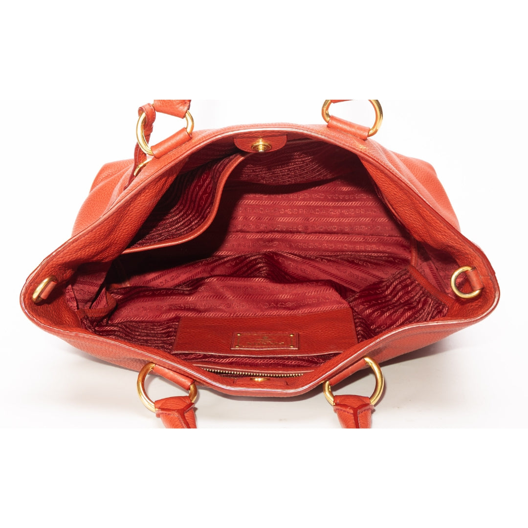 Prada Red Vitello Daino Rosso Tote
