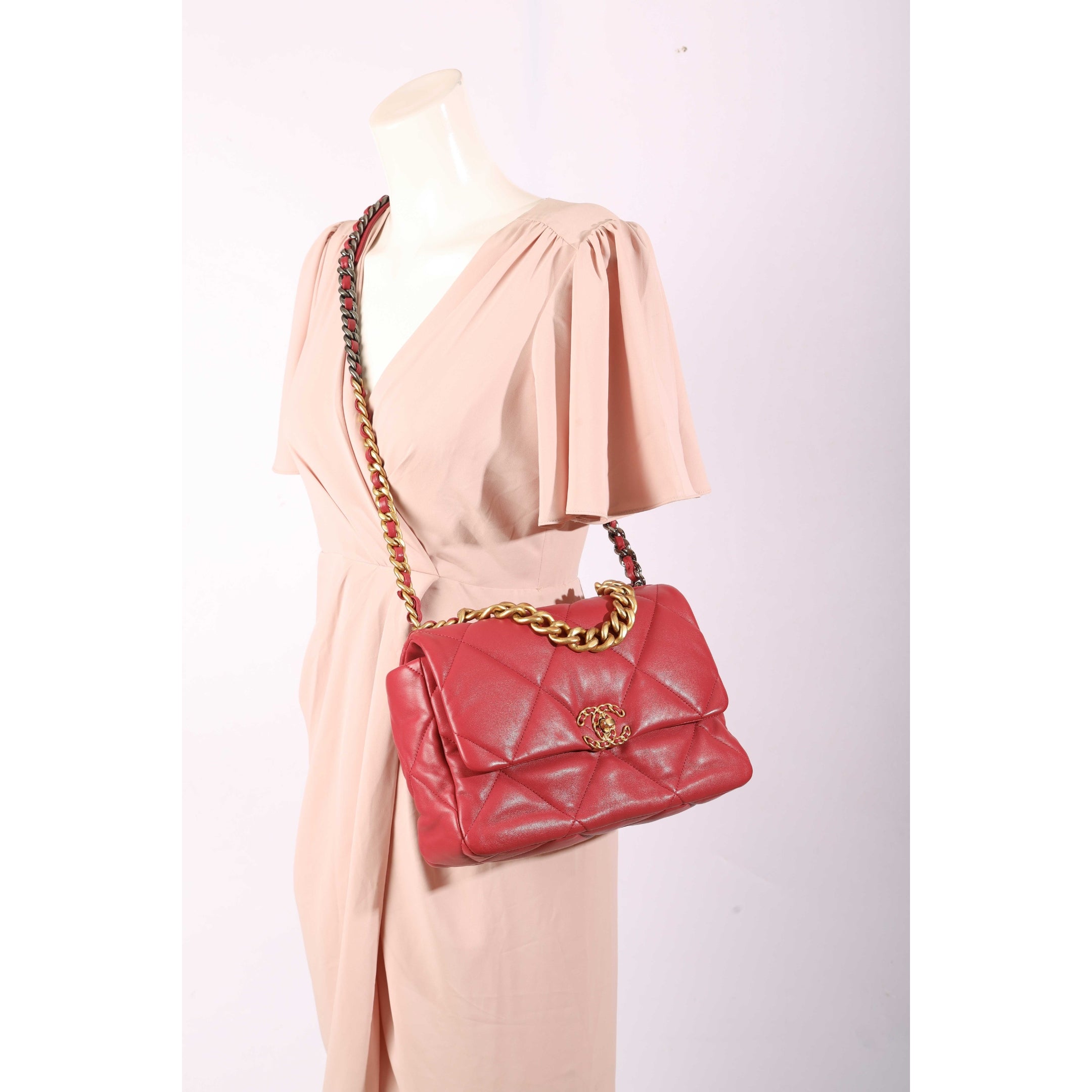 Chanel 19 Red Chain Shoulder Bag