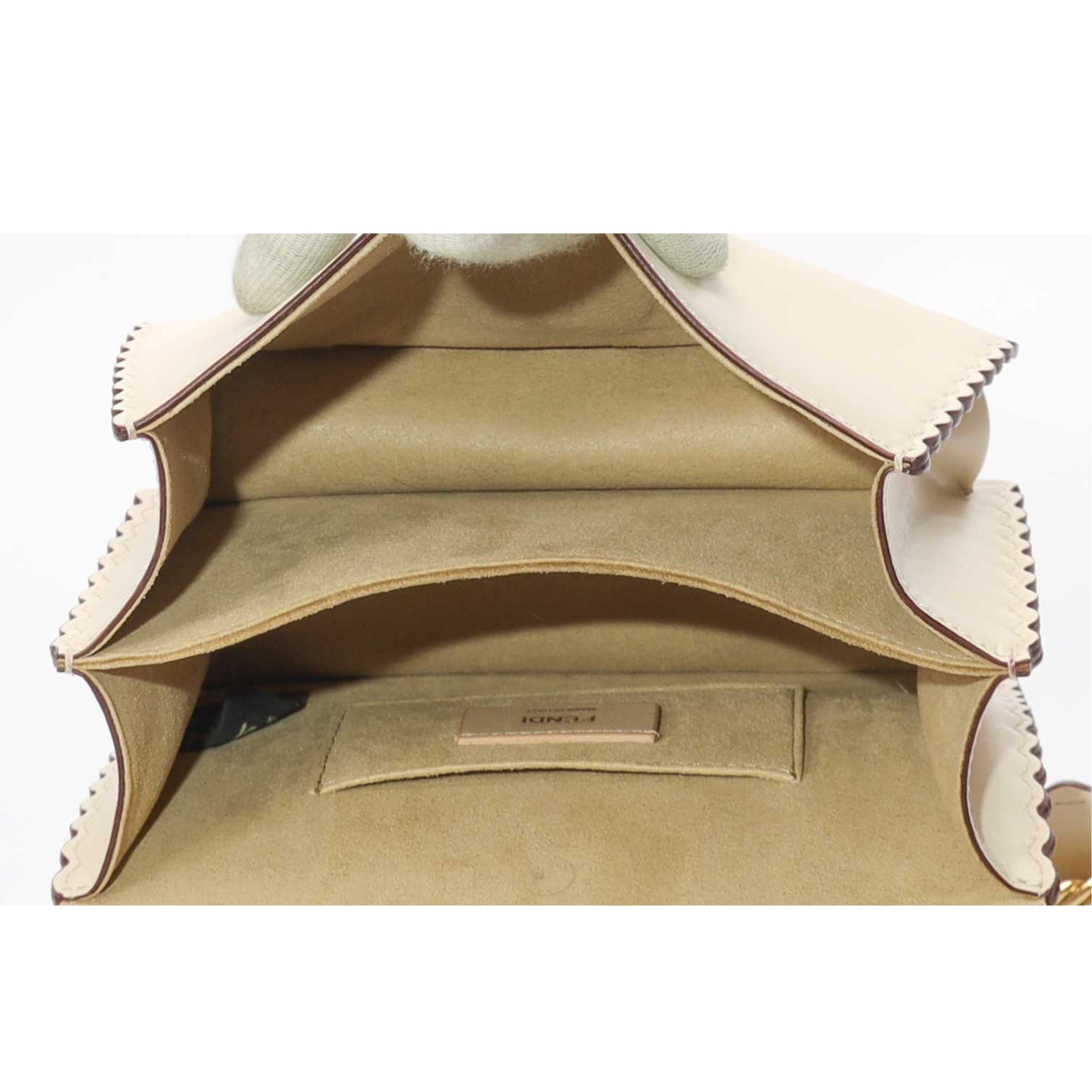 Fendi Ivory Small Scalloped Kan Shoulder Bag