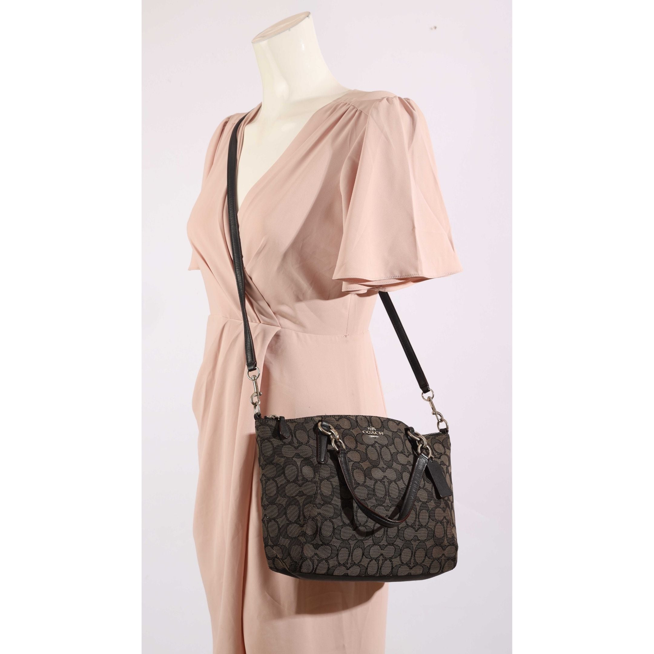Coach Grey/Black Canvas Kelsey Satchel