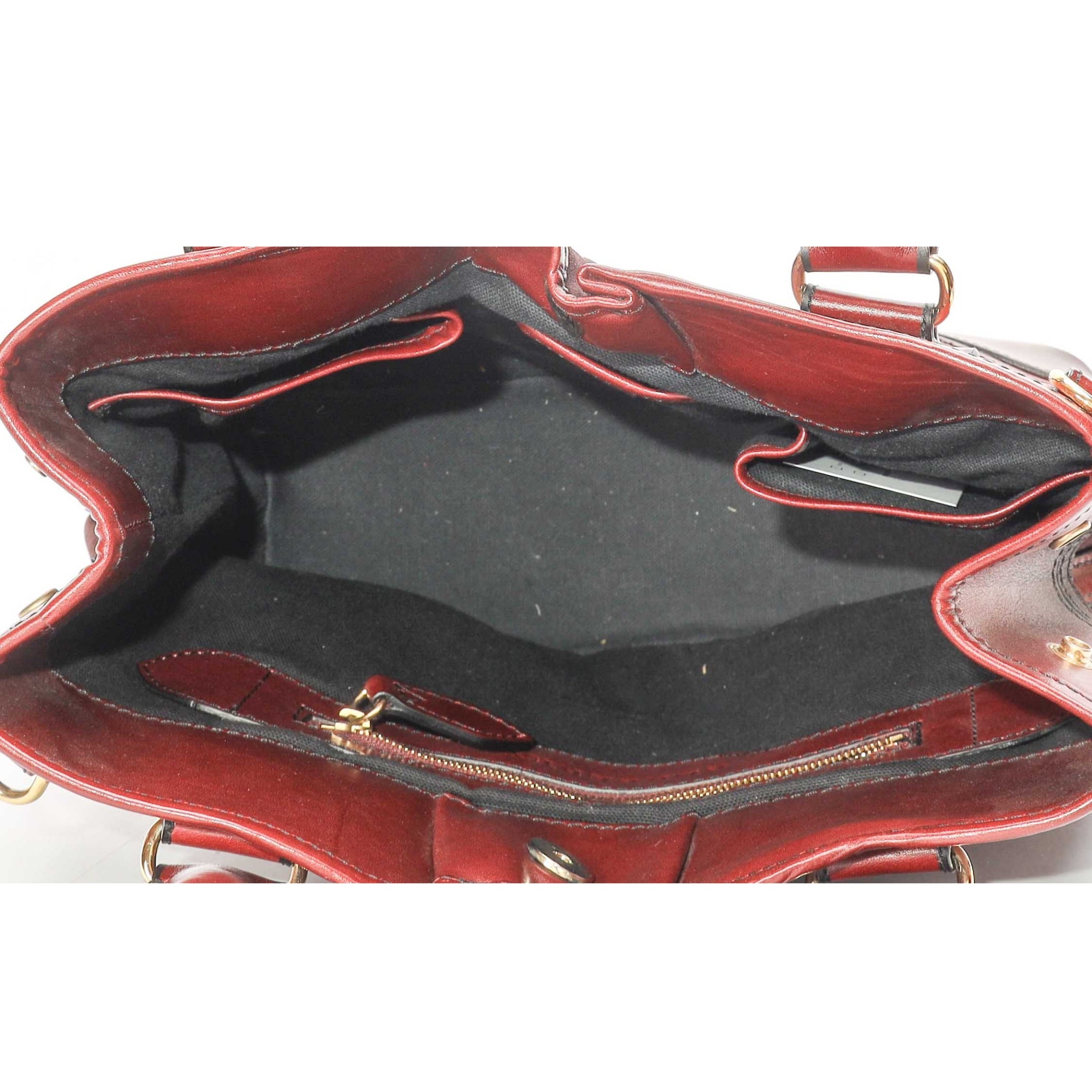 Burberr Red Suede Bridle Whipstitch Tote