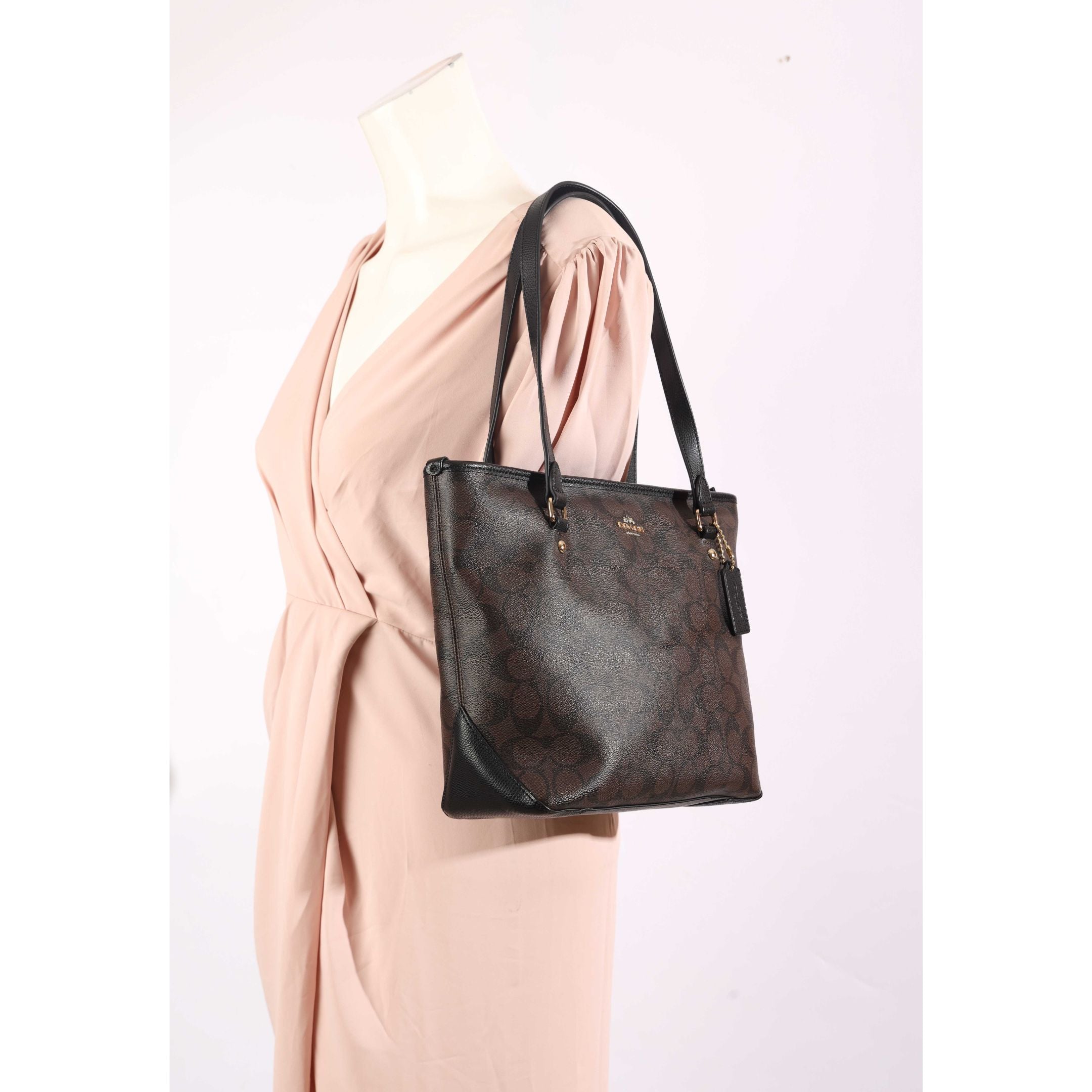 Coach Brown Signature Coated Tote