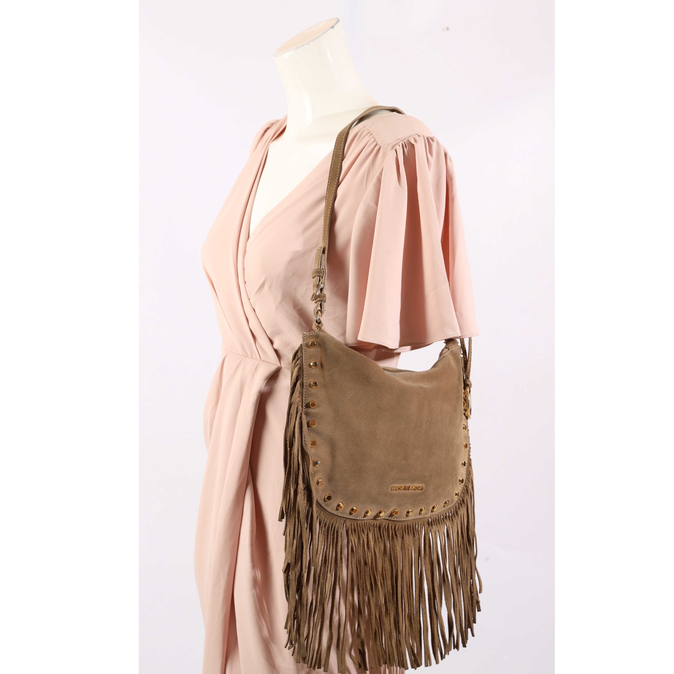 Michael Kors Brown Suede Fringed Messenger Bag